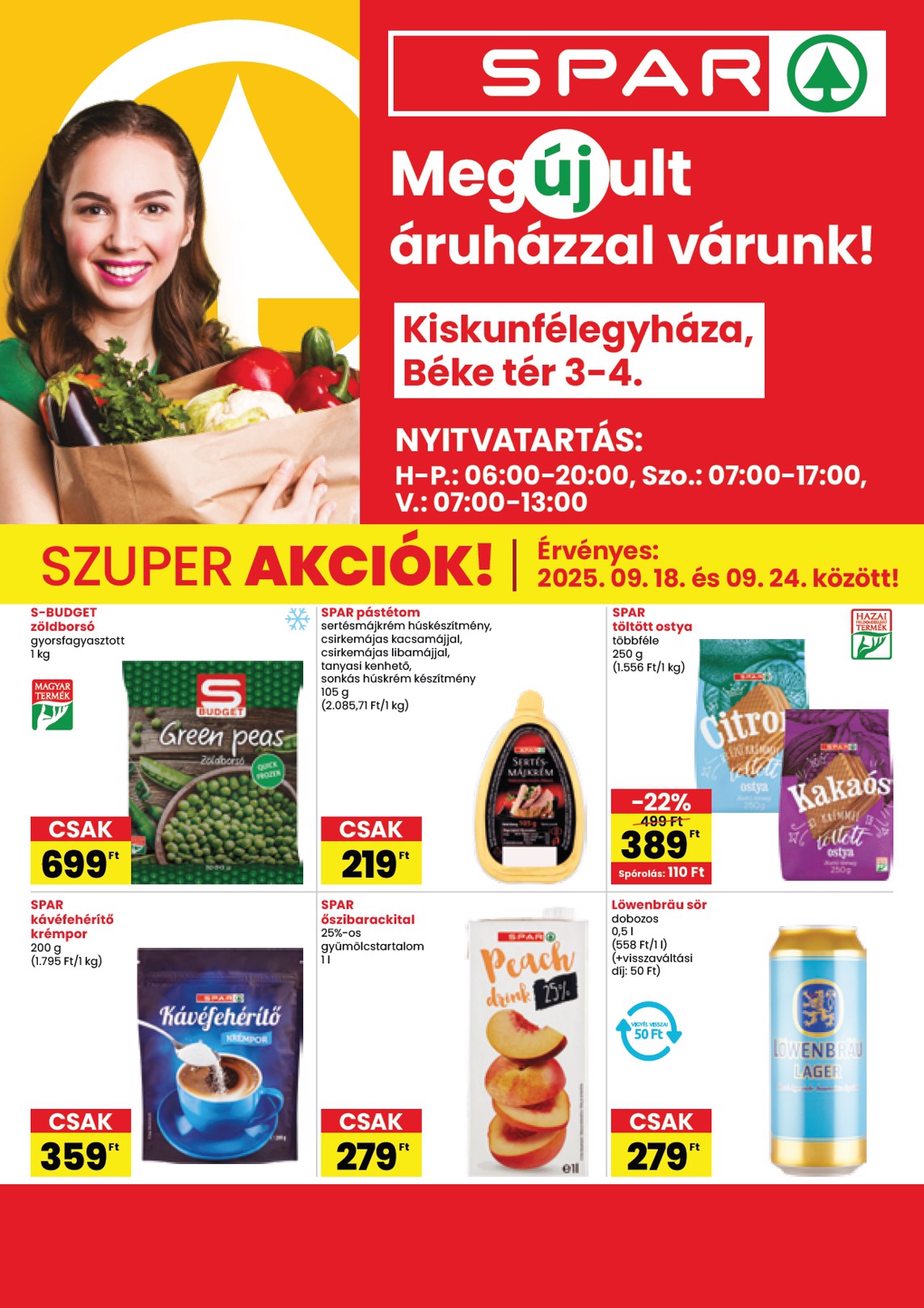 spar - SPAR - Kiskunfélegyháza üzlet megújulás akciós újság, érvényes 09.18. - 09.24.
