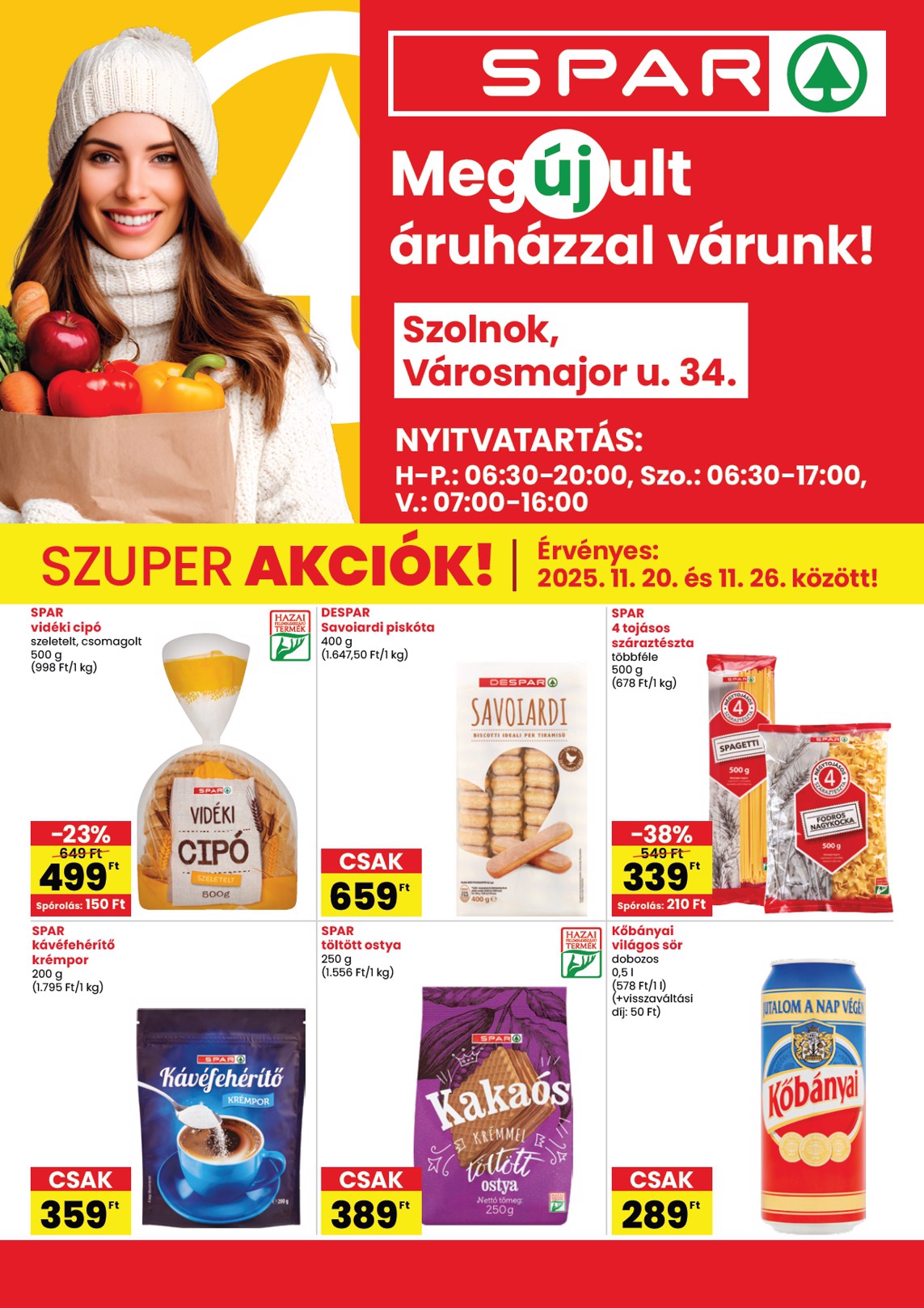 spar - SPAR - Szolnok üzlet megújulás akciós újság, érvényes 11.20. - 11.26.