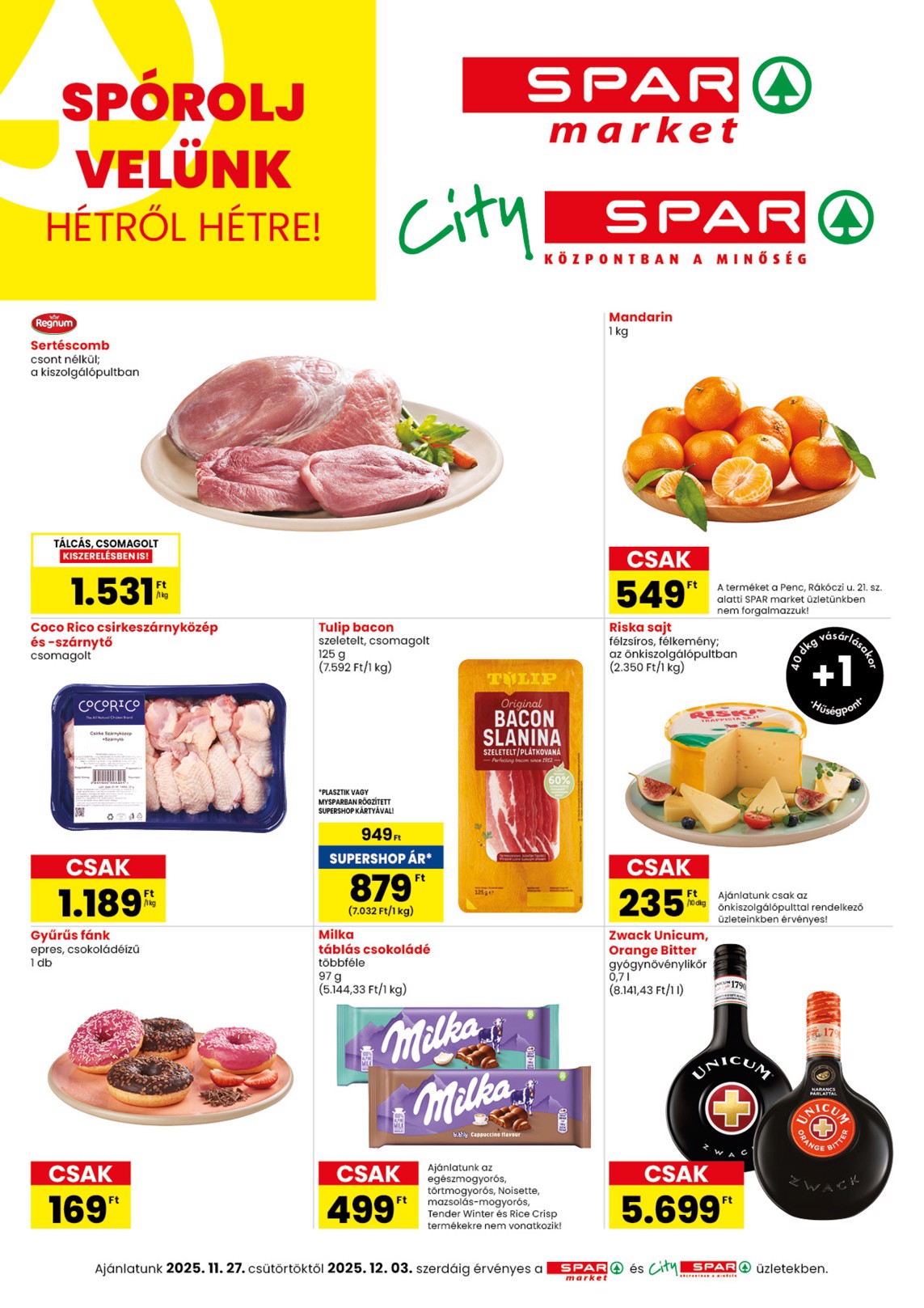 spar - SPAR market - City SPAR akciós újság, érvényes 11.27. - 12.03.