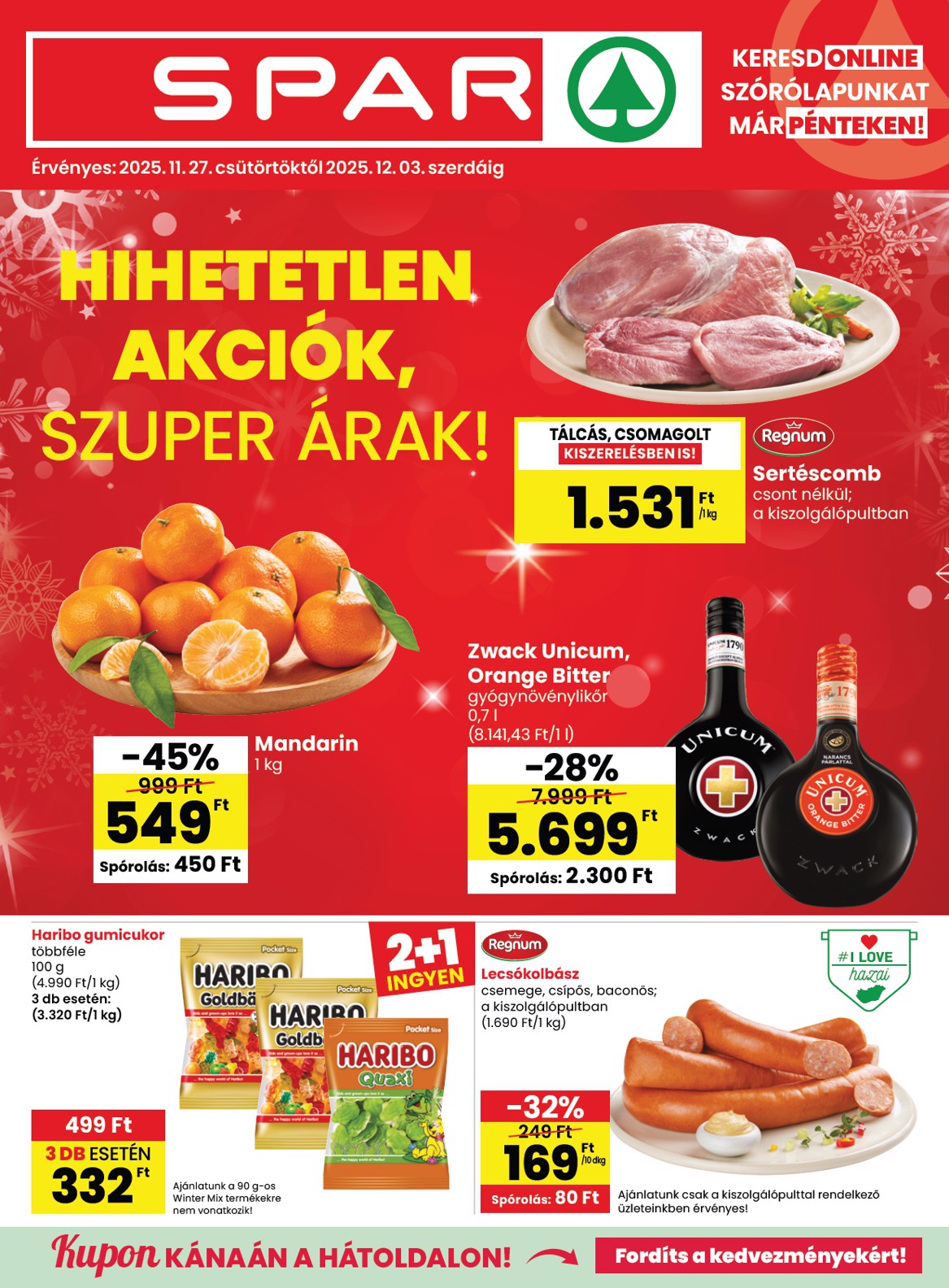 spar - SPAR akciós újság, érvényes 11.27. - 12.03.