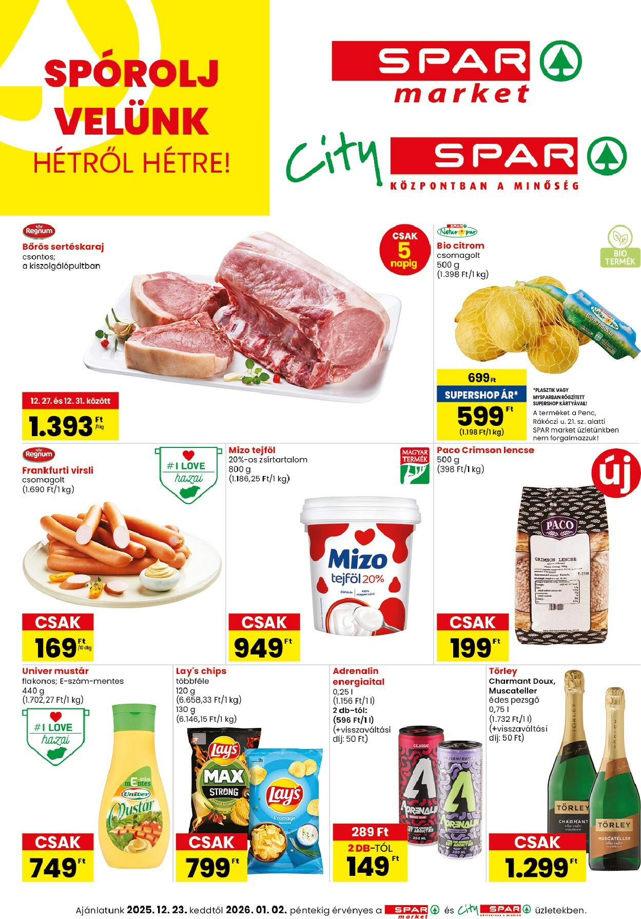 spar - SPAR - Market, City akciós újság, érvényes 12.23. - 01.02.