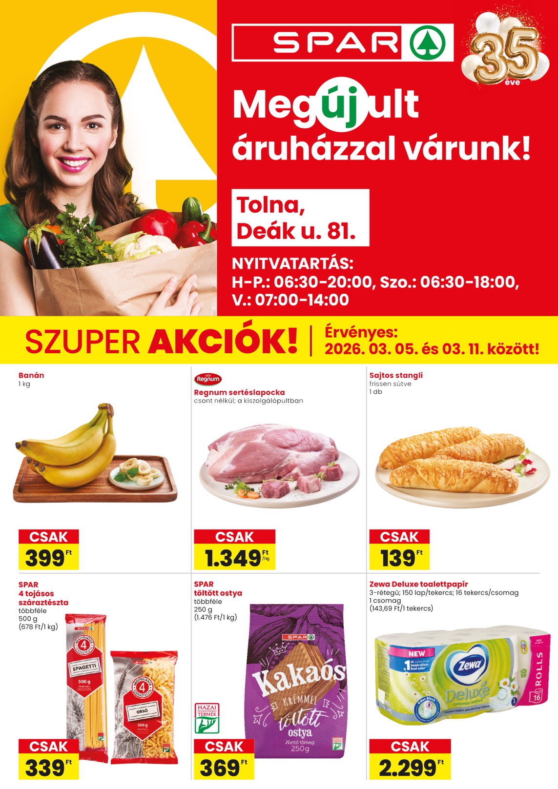 spar - SPAR - Tolna üzlet megújulás akciós újság, érvényes 2026.03.05. - 2026.03.11.