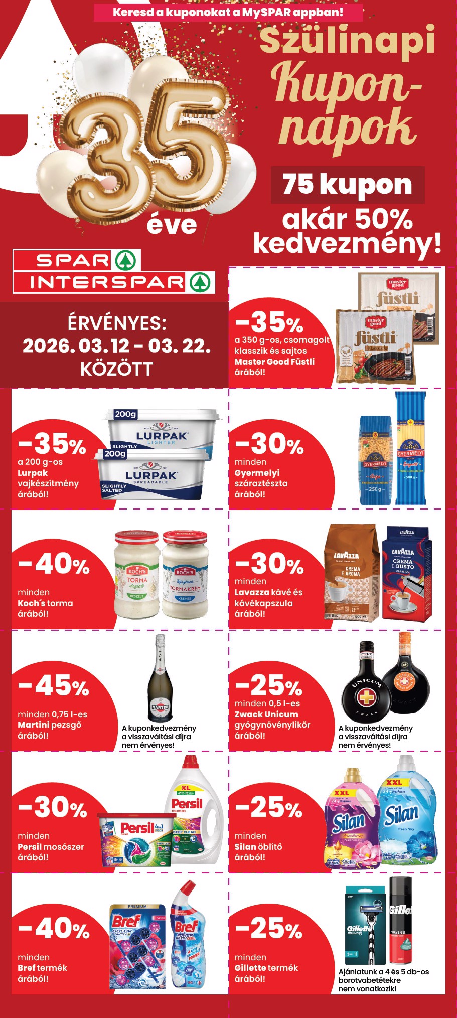 spar - SPAR - 22.Szülinapi kuponnapok akciós újság, érvényes 2026.03.12. - 2026.03.22.