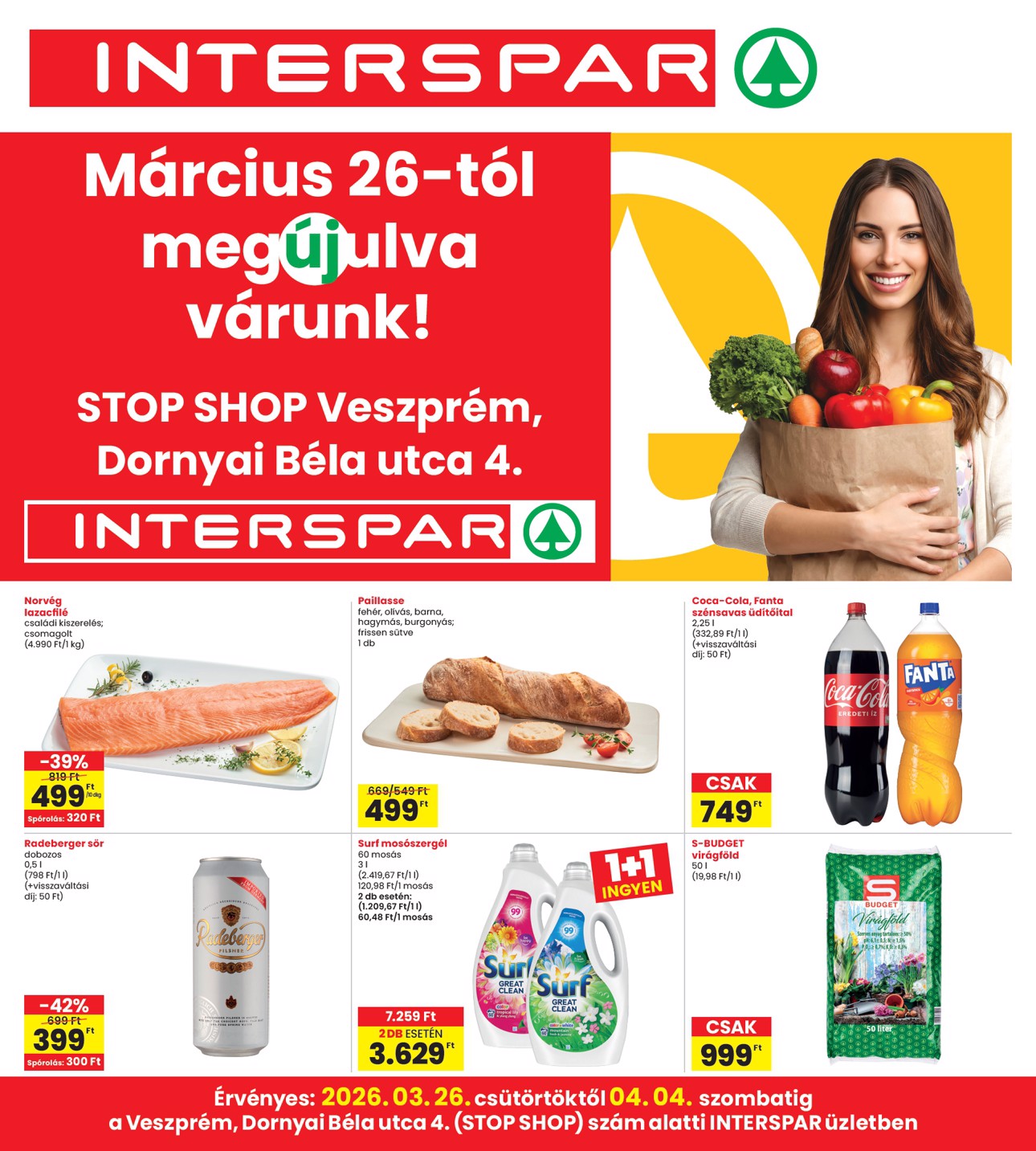 spar - INTERSPAR - Veszprém üzlet megújulás akciós újság, érvényes 2026.03.26. - 2026.04.04.
