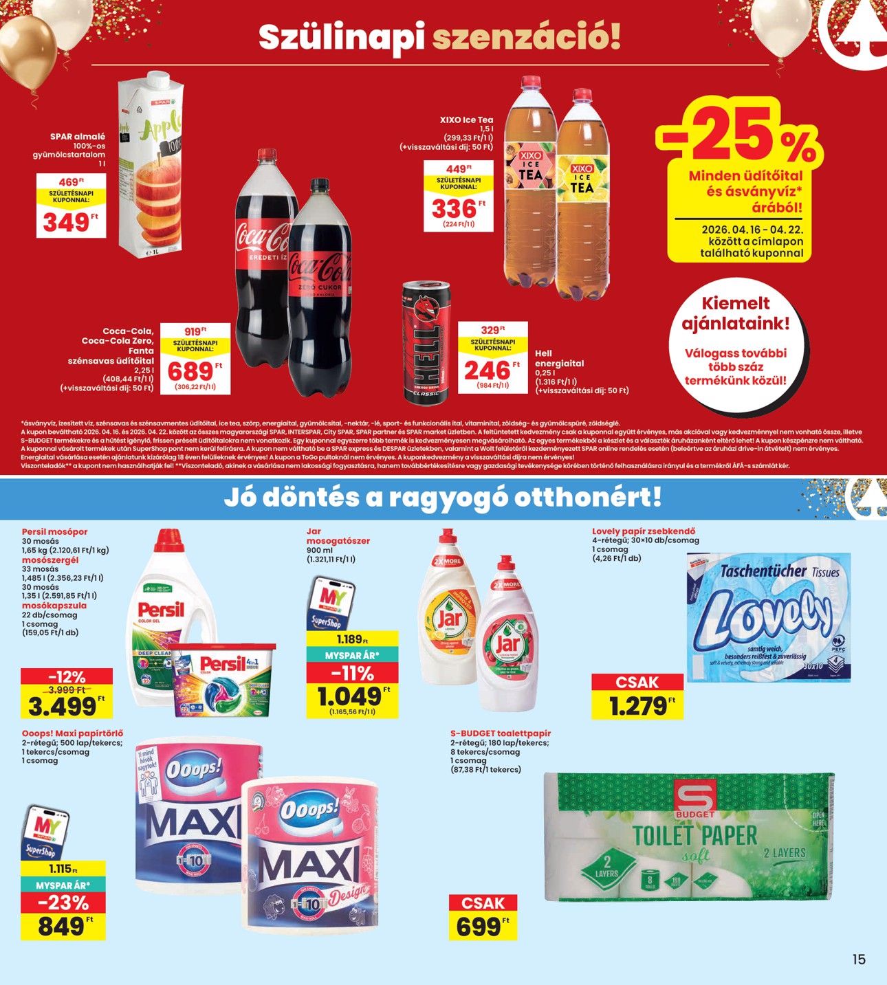 spar - INTERSPAR hirdetmény a következő hétre csütörtöktől 2026.04.16.-tól szerdától 2026.04.22.-ig - page: 15