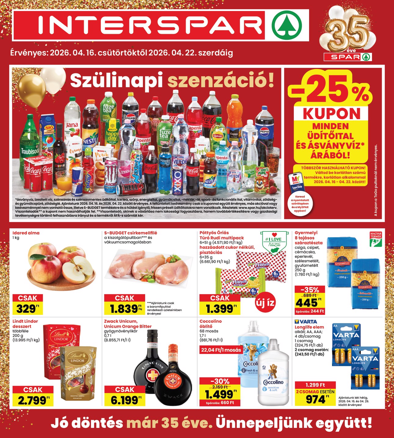 spar - INTERSPAR hirdetmény a következő hétre csütörtöktől 2026.04.16.-tól szerdától 2026.04.22.-ig