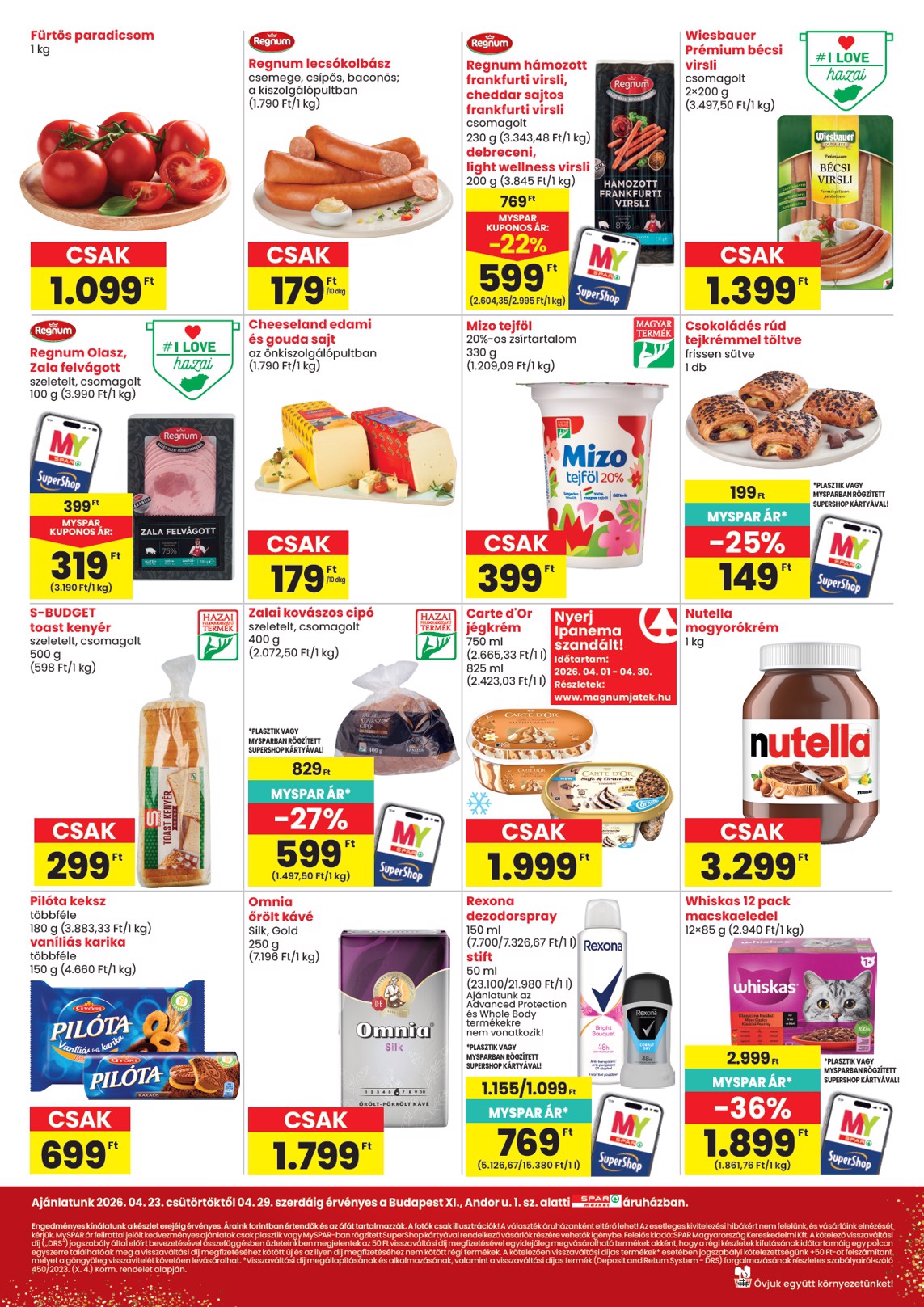 spar - SPAR - Bp XI., Andor utca 1 szórólap hirdetmény a következő hétre csütörtöktől 2026.04.23.-tól szerdától 2026.04.29.-ig - page: 2