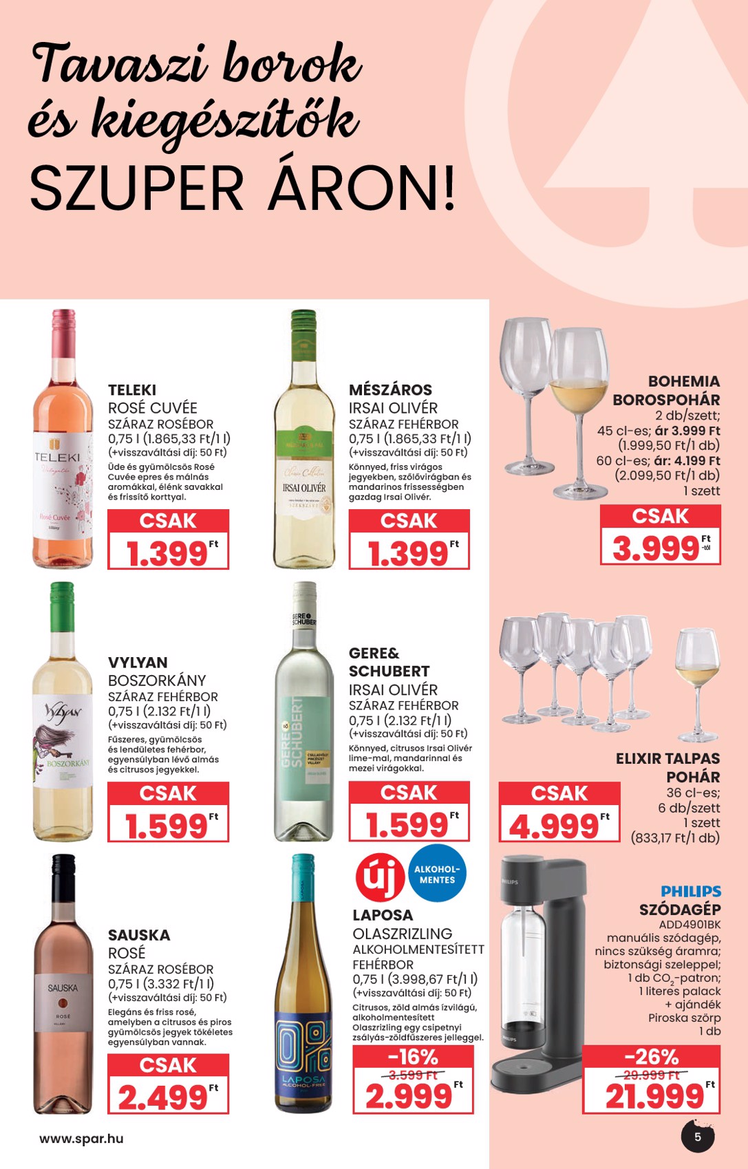spar - Aktuális SPAR - Tavaszi borkatalógus szórólap érvényes szerdától 2026.04.29.-től szerdától 2026.05.27.-ig - page: 5