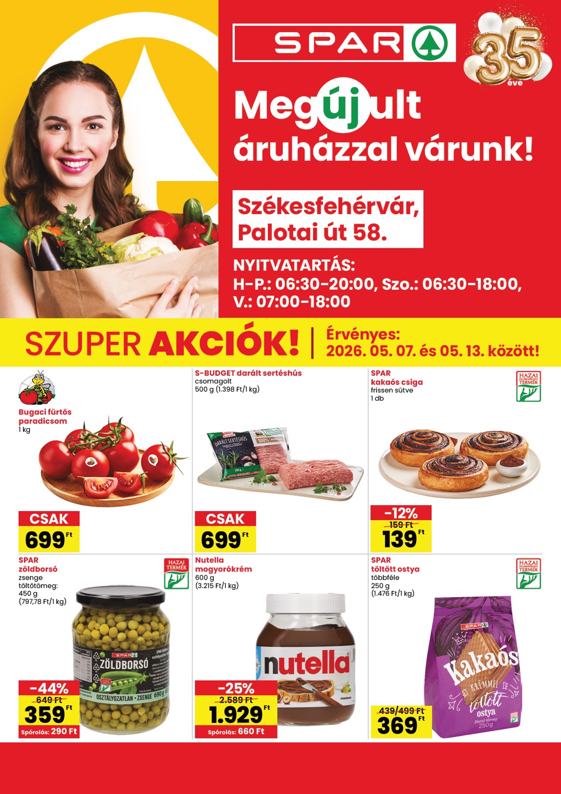 spar - SPAR - Székesfehérvár üzlet megújulás hirdetmény a következő hétre csütörtöktől 2026.05.07.-tól szerdától 2026.05.13.-ig