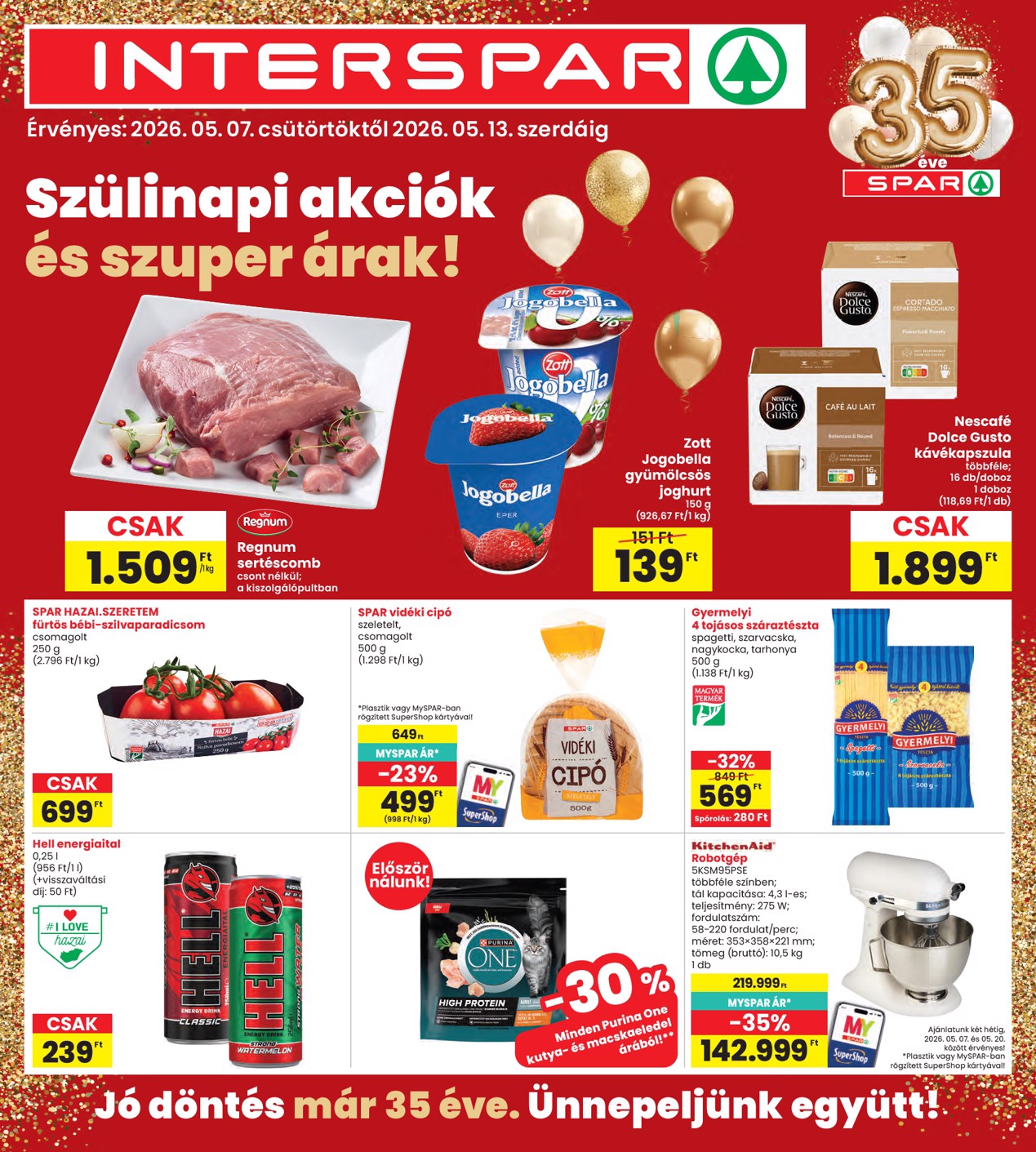 spar - INTERSPAR hirdetmény a következő hétre csütörtöktől 2026.05.07.-tól szerdától 2026.05.13.-ig