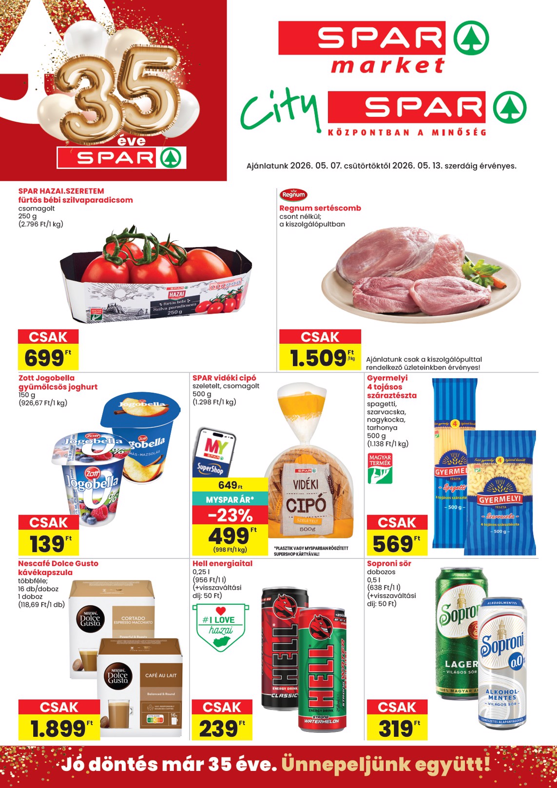 spar - SPAR - Market, City hirdetmény a következő hétre csütörtöktől 2026.05.07.-tól szerdától 2026.05.13.-ig - page: 1