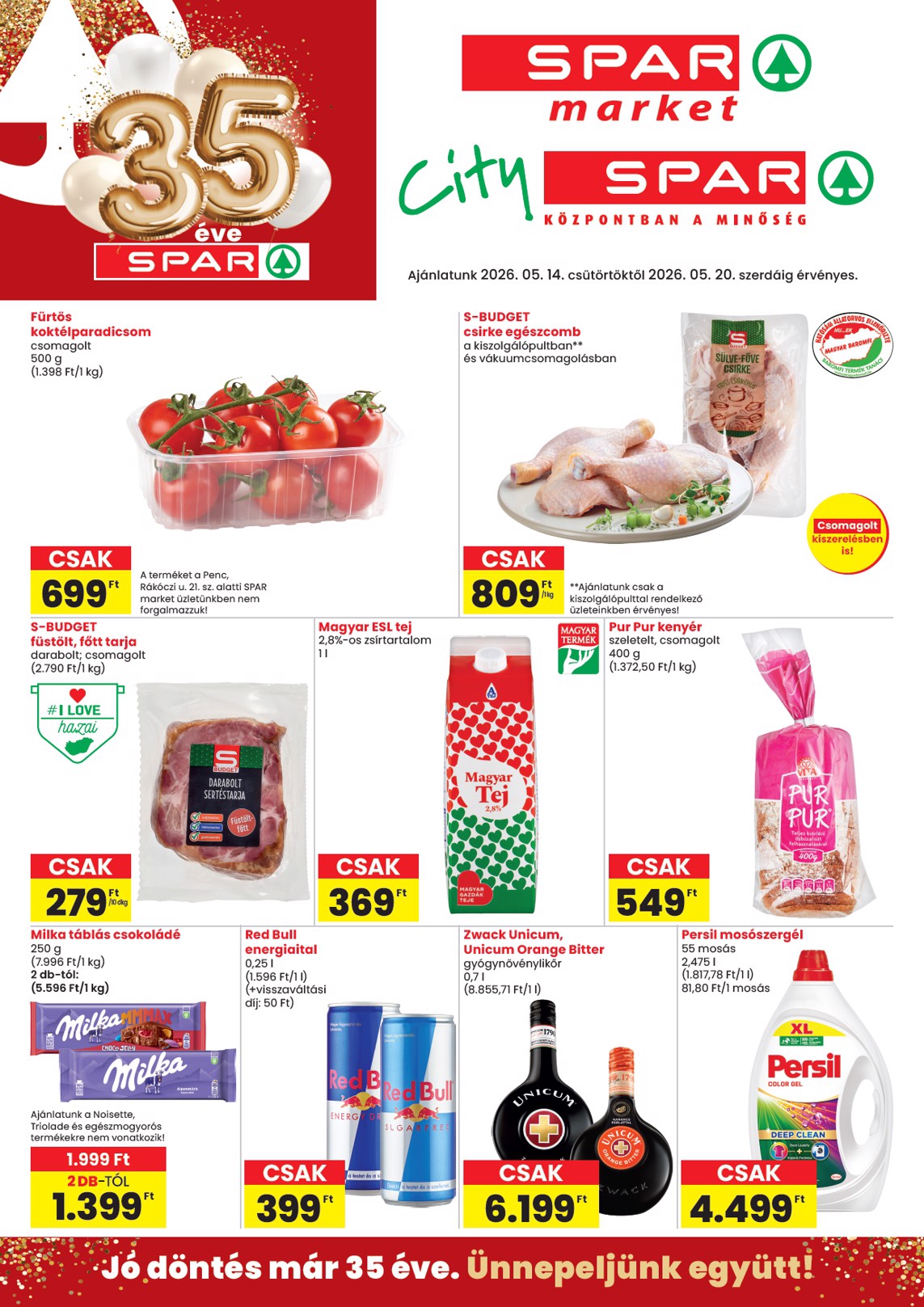 spar - SPAR - Market, City hirdetmény a következő hétre csütörtöktől 2026.05.14.-tól szerdától 2026.05.20.-ig