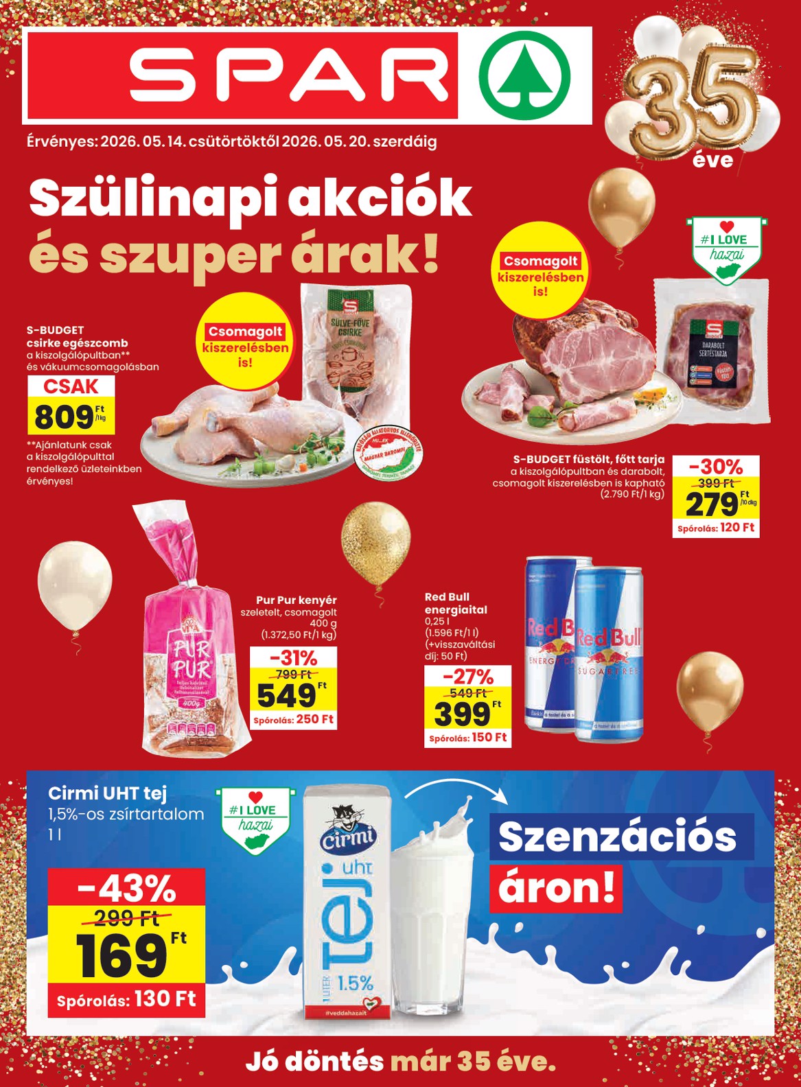 spar - SPAR hirdetmény a következő hétre csütörtöktől 2026.05.14.-tól szerdától 2026.05.20.-ig