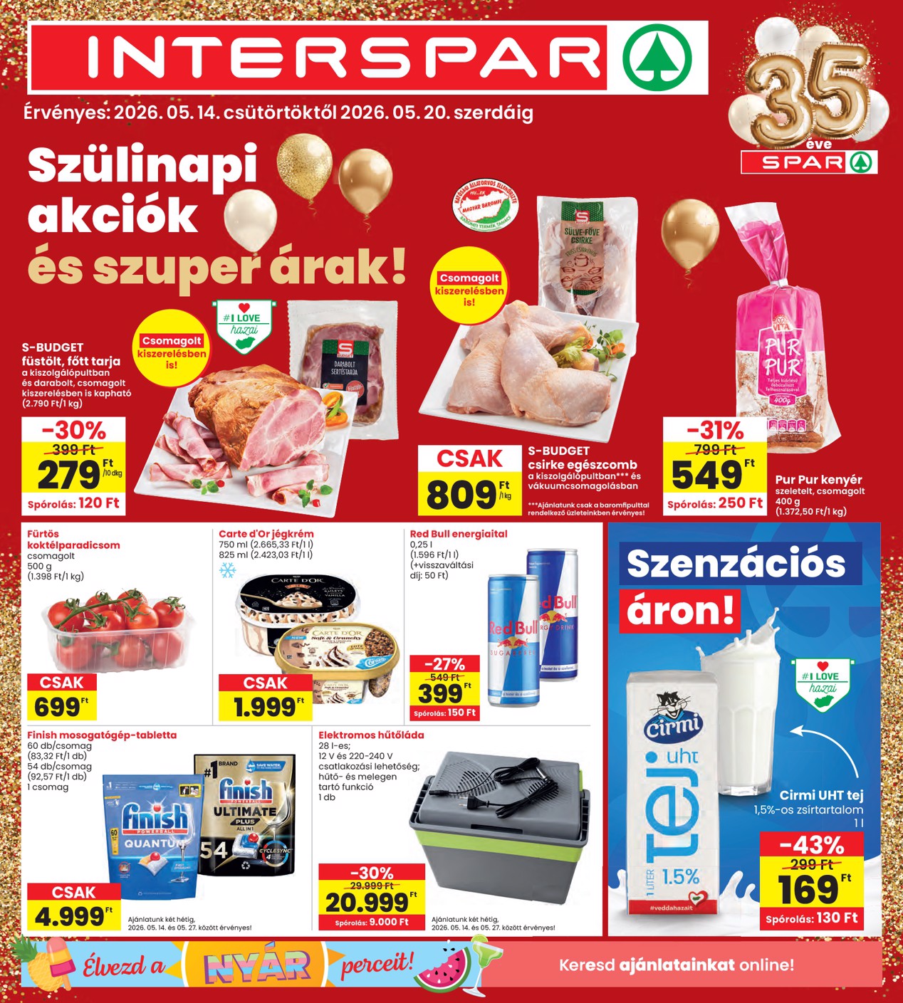 spar - INTERSPAR hirdetmény a következő hétre csütörtöktől 2026.05.14.-tól szerdától 2026.05.20.-ig
