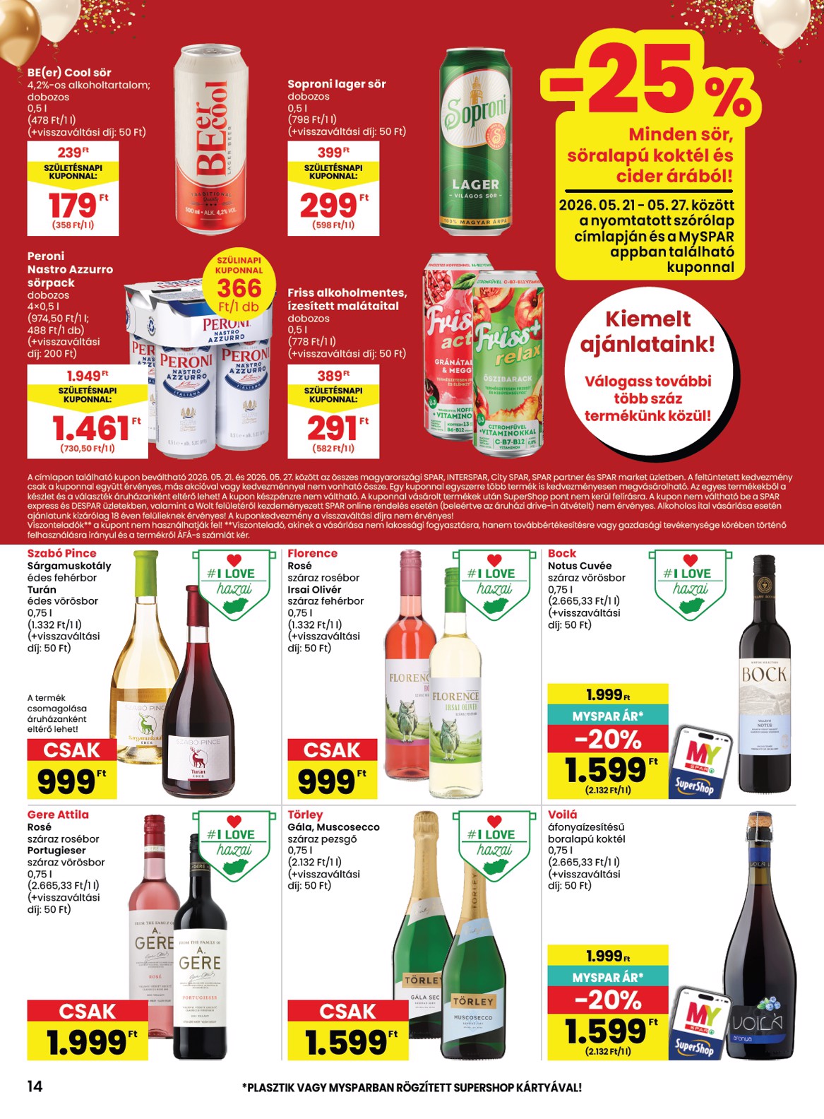 spar - SPAR hirdetmény a következő hétre csütörtöktől 2026.05.21.-tól szerdától 2026.05.27.-ig - page: 14