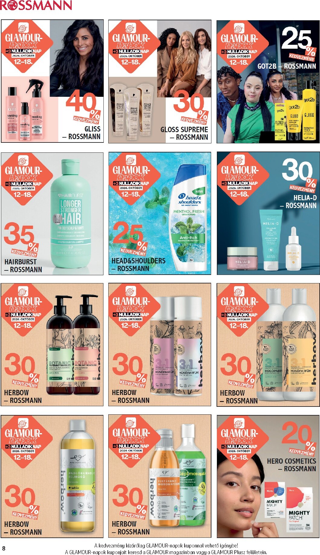 rossmann - Rossmann - Glamour-napok hirdetmény a következő hétre hétfőtől 2026.10.12.-tól vasárnaptól 2026.10.18.-ig - page: 8