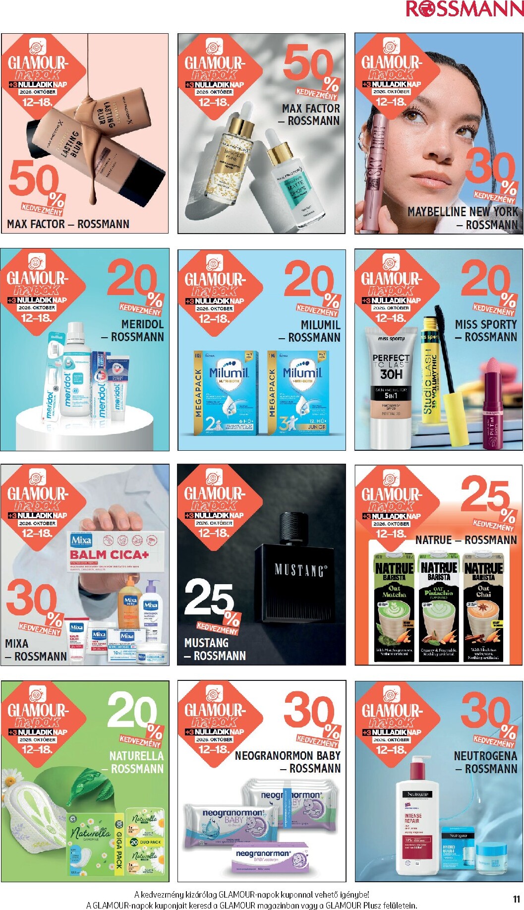 rossmann - Rossmann - Glamour-napok hirdetmény a következő hétre hétfőtől 2026.10.12.-tól vasárnaptól 2026.10.18.-ig - page: 11