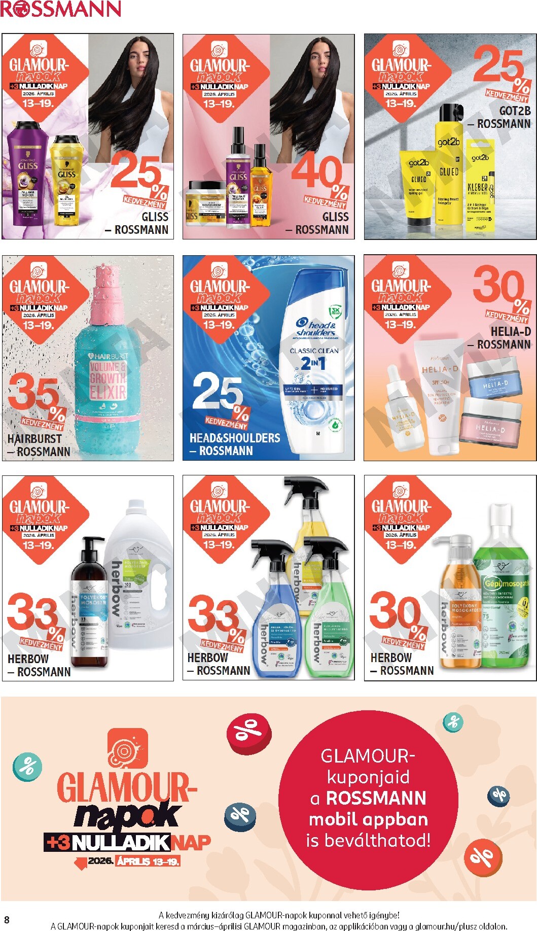 rossmann - Rossmann - Glamour-napok akciós újság, érvényes 2026.04.13. - 2026.04.19. - page: 8
