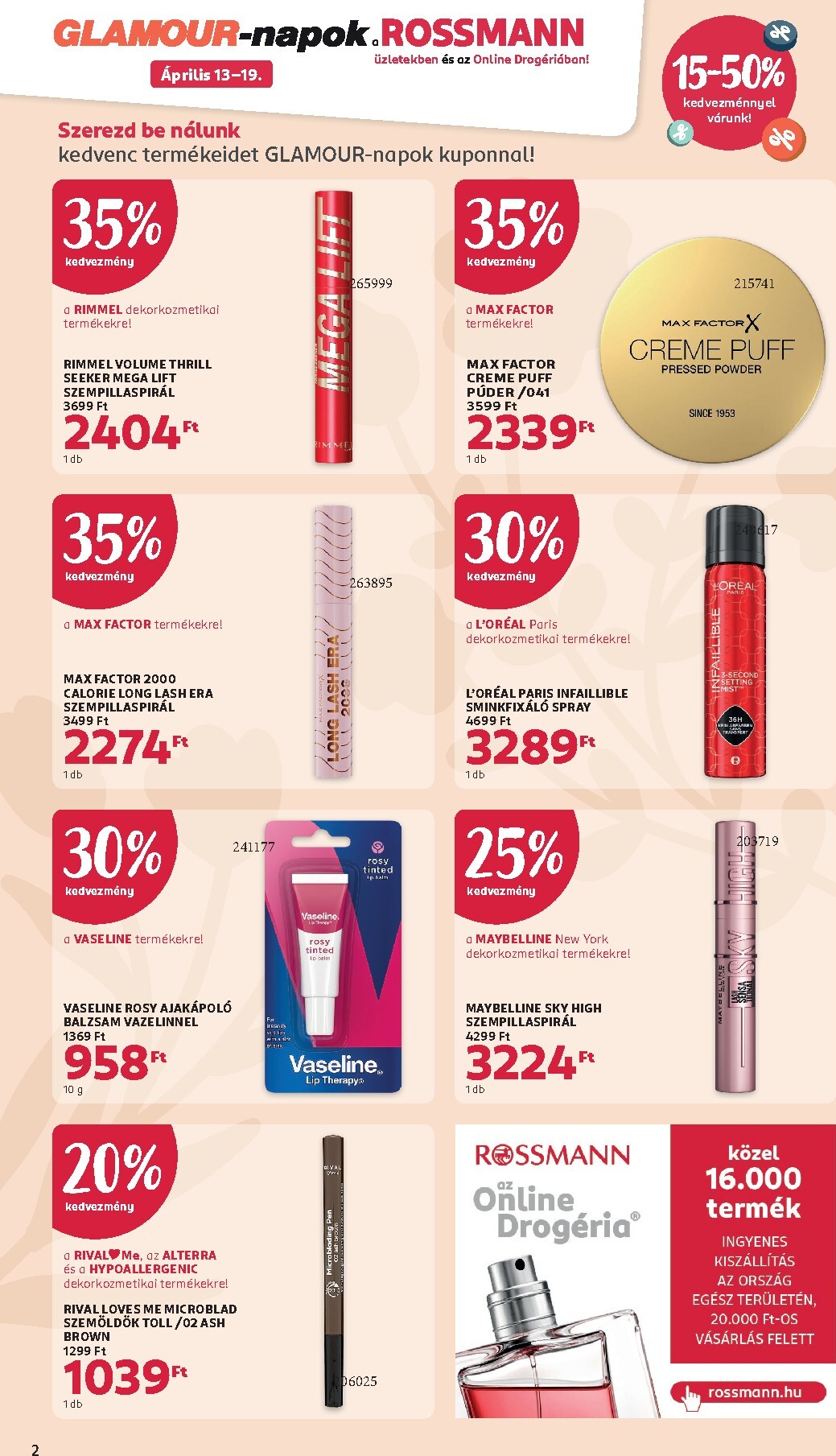 rossmann - Aktuális Rossmann - Glamour-napok 2 szórólap érvényes hétfőtől 2026.04.13.-től vasárnaptól 2026.04.19.-ig - page: 2