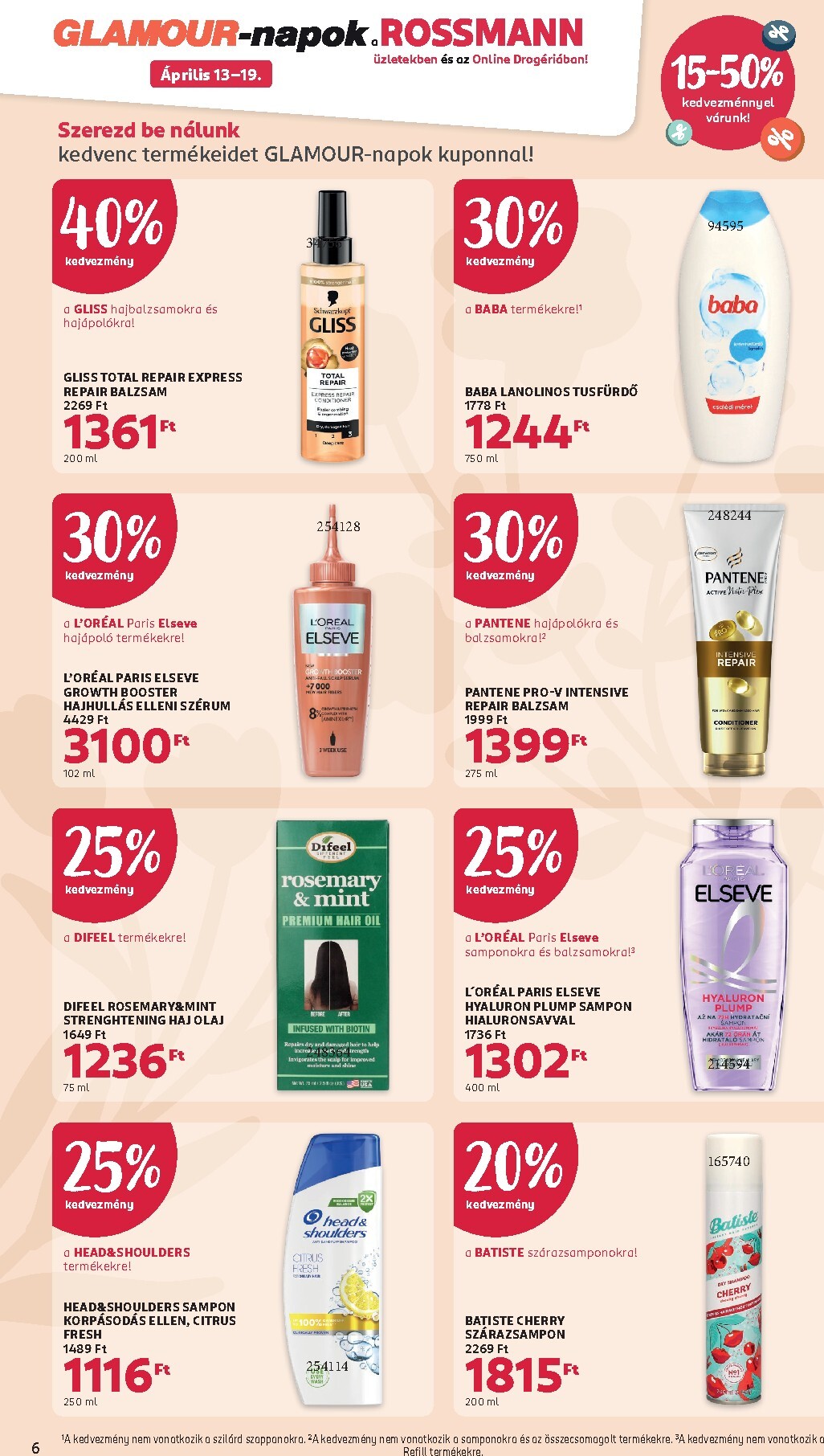 rossmann - Aktuális Rossmann - Glamour-napok 2 szórólap érvényes hétfőtől 2026.04.13.-től vasárnaptól 2026.04.19.-ig - page: 6