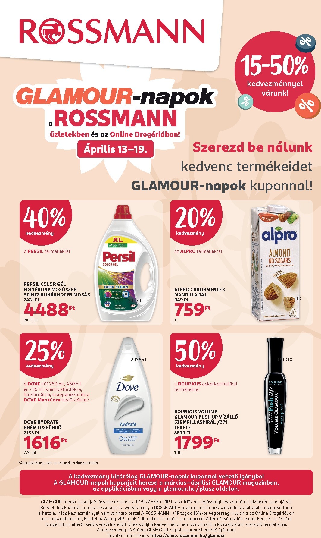 rossmann - Aktuális Rossmann - Glamour-napok 2 szórólap érvényes hétfőtől 2026.04.13.-től vasárnaptól 2026.04.19.-ig