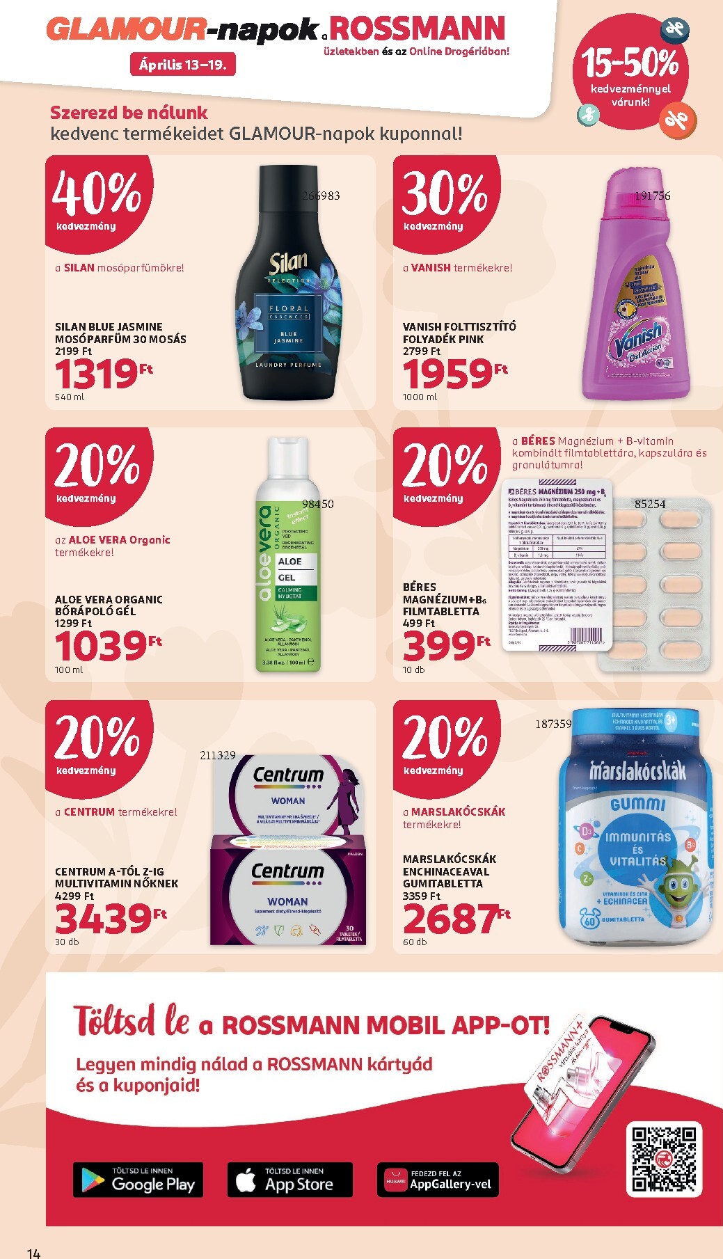 rossmann - Aktuális Rossmann - Glamour-napok 2 szórólap érvényes hétfőtől 2026.04.13.-től vasárnaptól 2026.04.19.-ig - page: 14