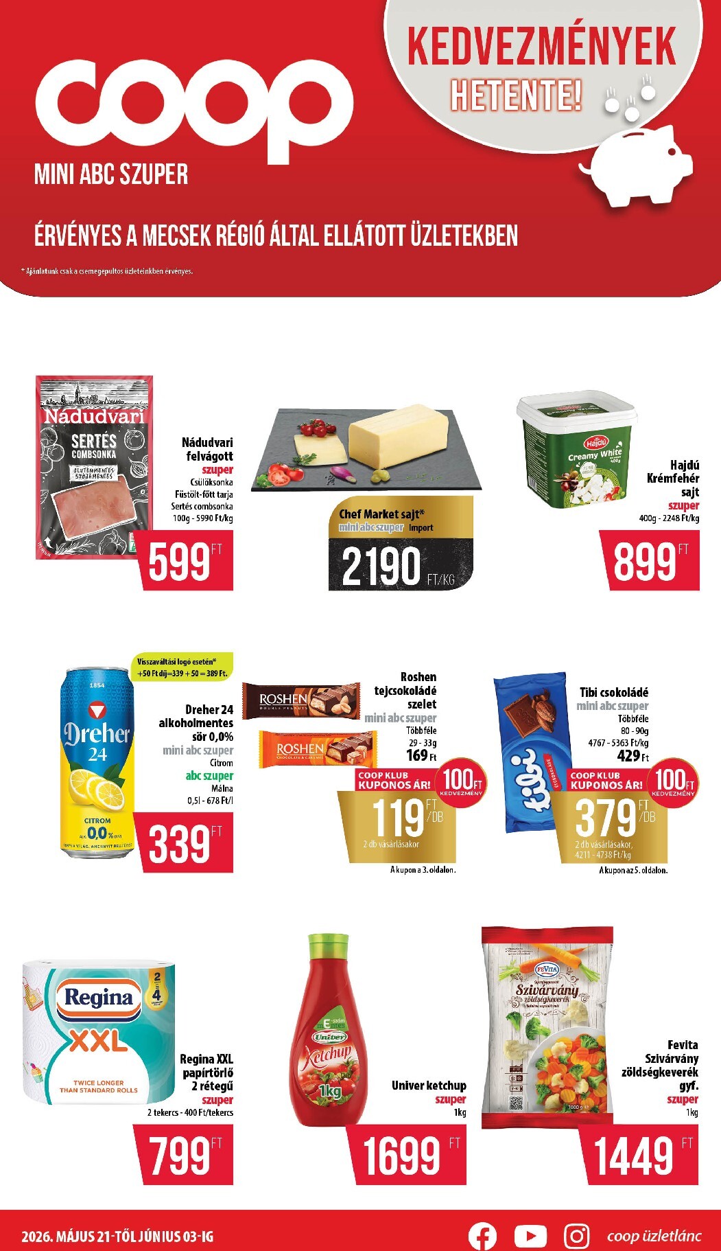 coop - A jövőbeli Coop - Mecsek - Mini Abc Szuper akciós újság csütörtöktől 2026.05.21.-tól szerdától 2026.06.03.-ig érvényes.