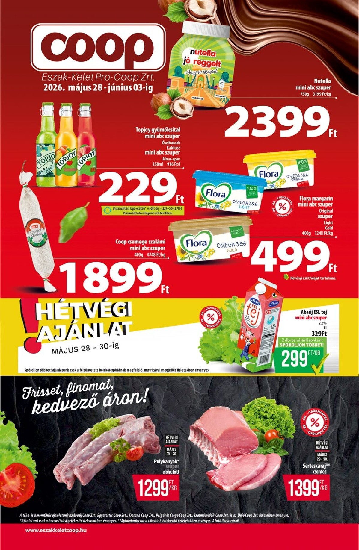 coop - A jövőbeli Coop - Észak-Kelet akciós újság csütörtöktől 2026.05.28.-tól szerdától 2026.06.03.-ig érvényes.