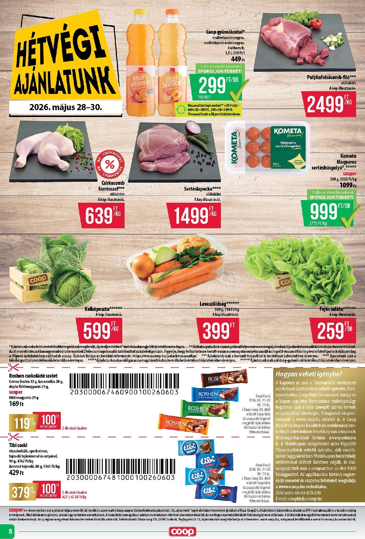 coop - A jövőbeli Coop - Tisza - Abc-Szuper akciós újság csütörtöktől 2026.05.28.-tól szerdától 2026.06.03.-ig érvényes. - page: 8