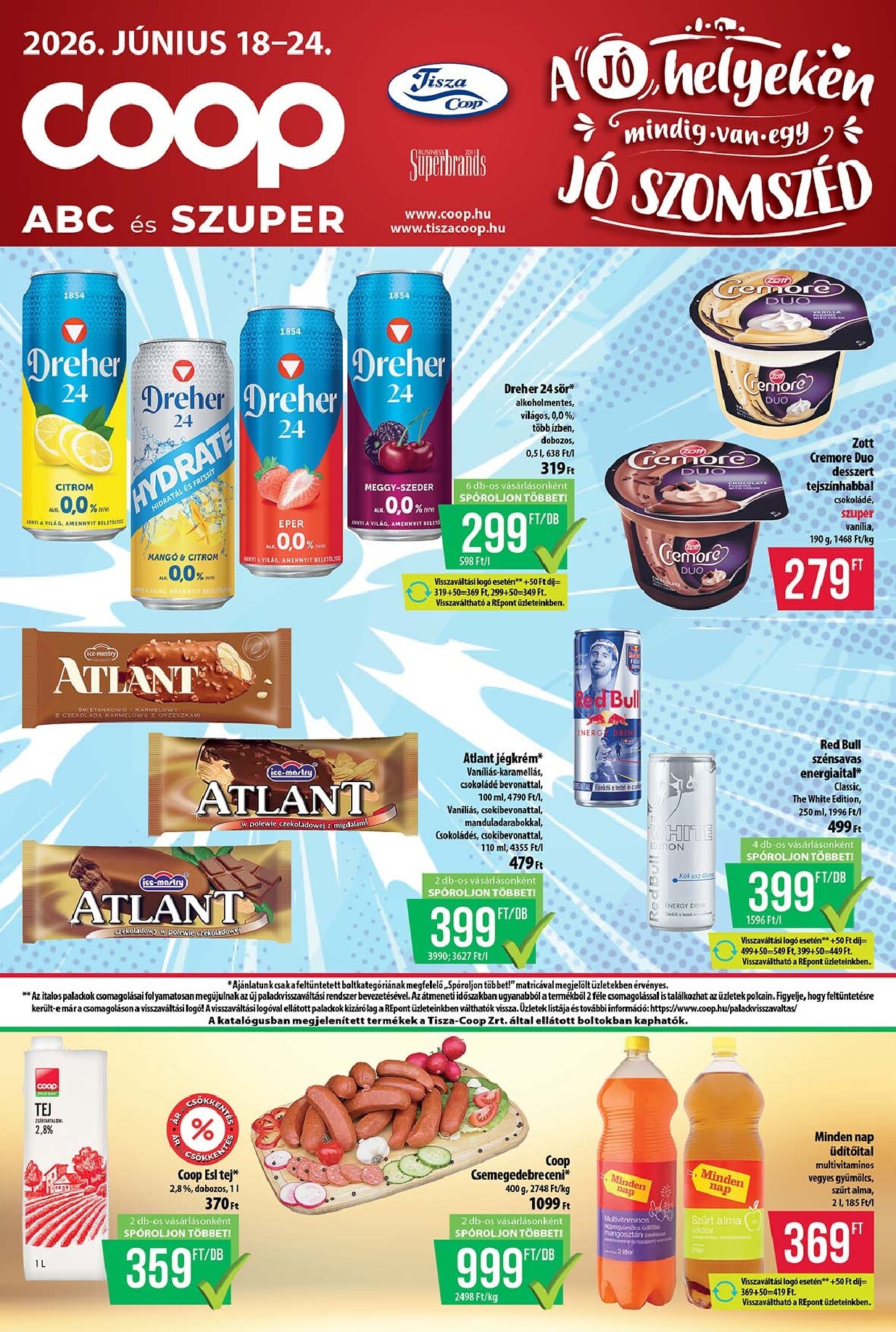 coop - A jövőbeli Coop - Tisza - Abc-Szuper akciós újság csütörtöktől 2026.06.18.-tól szerdától 2026.06.24.-ig érvényes. - page: 1
