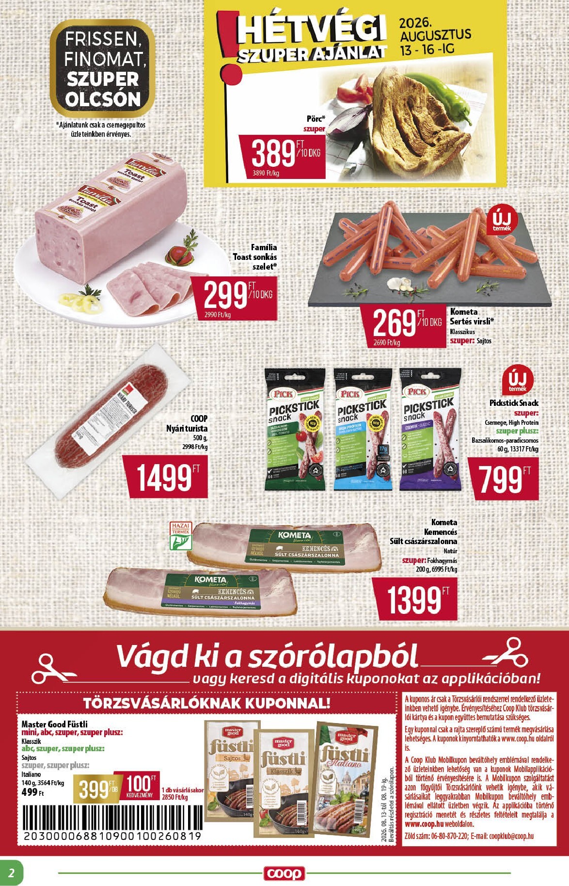 coop - A jövőbeli Coop - Alföld akciós újság csütörtöktől 2026.08.13.-tól szerdától 2026.08.19.-ig érvényes. - page: 2
