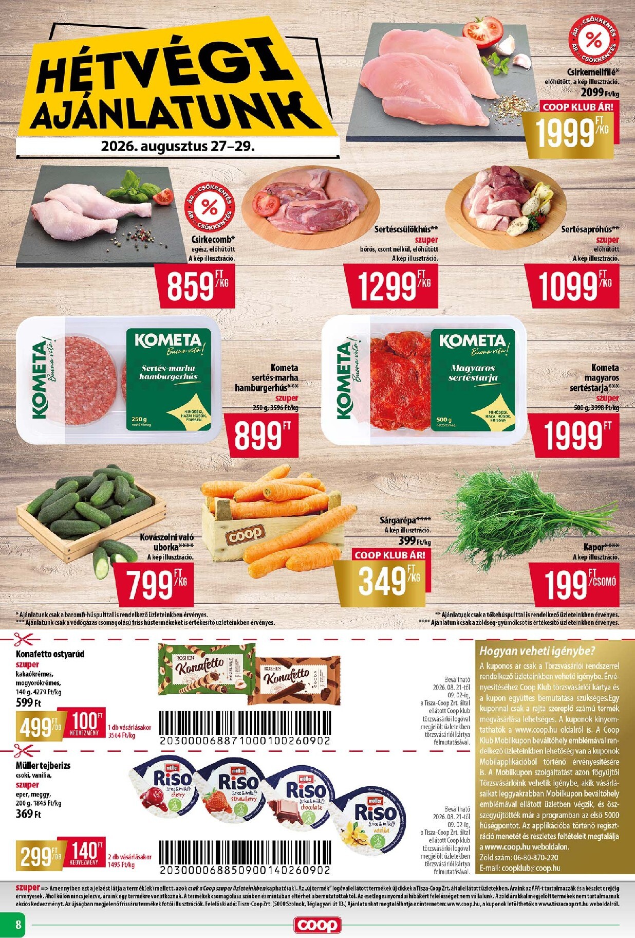 coop - A jövőbeli Coop - Tisza - Abc-Szuper akciós újság csütörtöktől 2026.08.27.-tól szerdától 2026.09.02.-ig érvényes. - page: 8