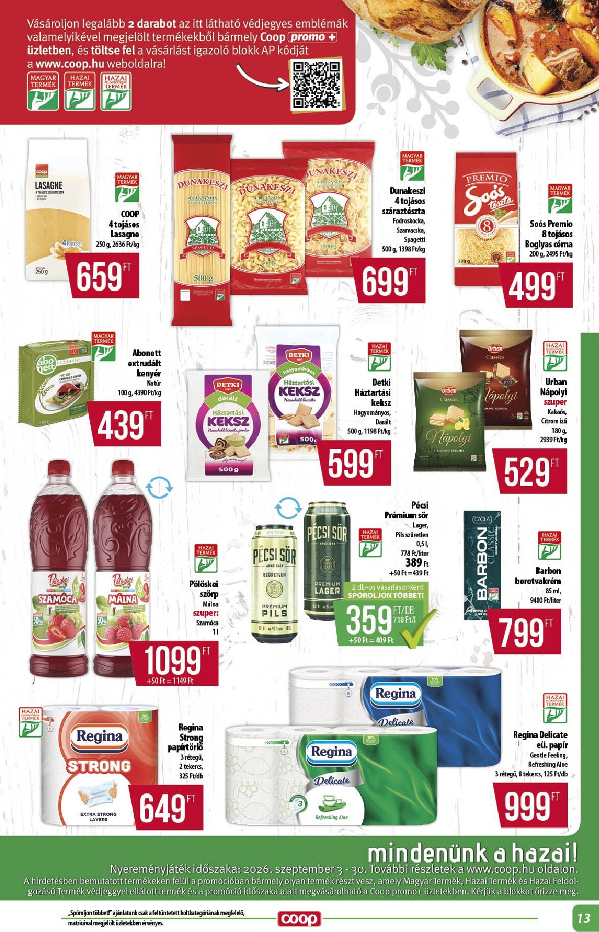 coop - A jövőbeli Coop - Abc Szuper Alföld akciós újság csütörtöktől 2026.09.17.-tól szerdától 2026.09.23.-ig érvényes. - page: 13