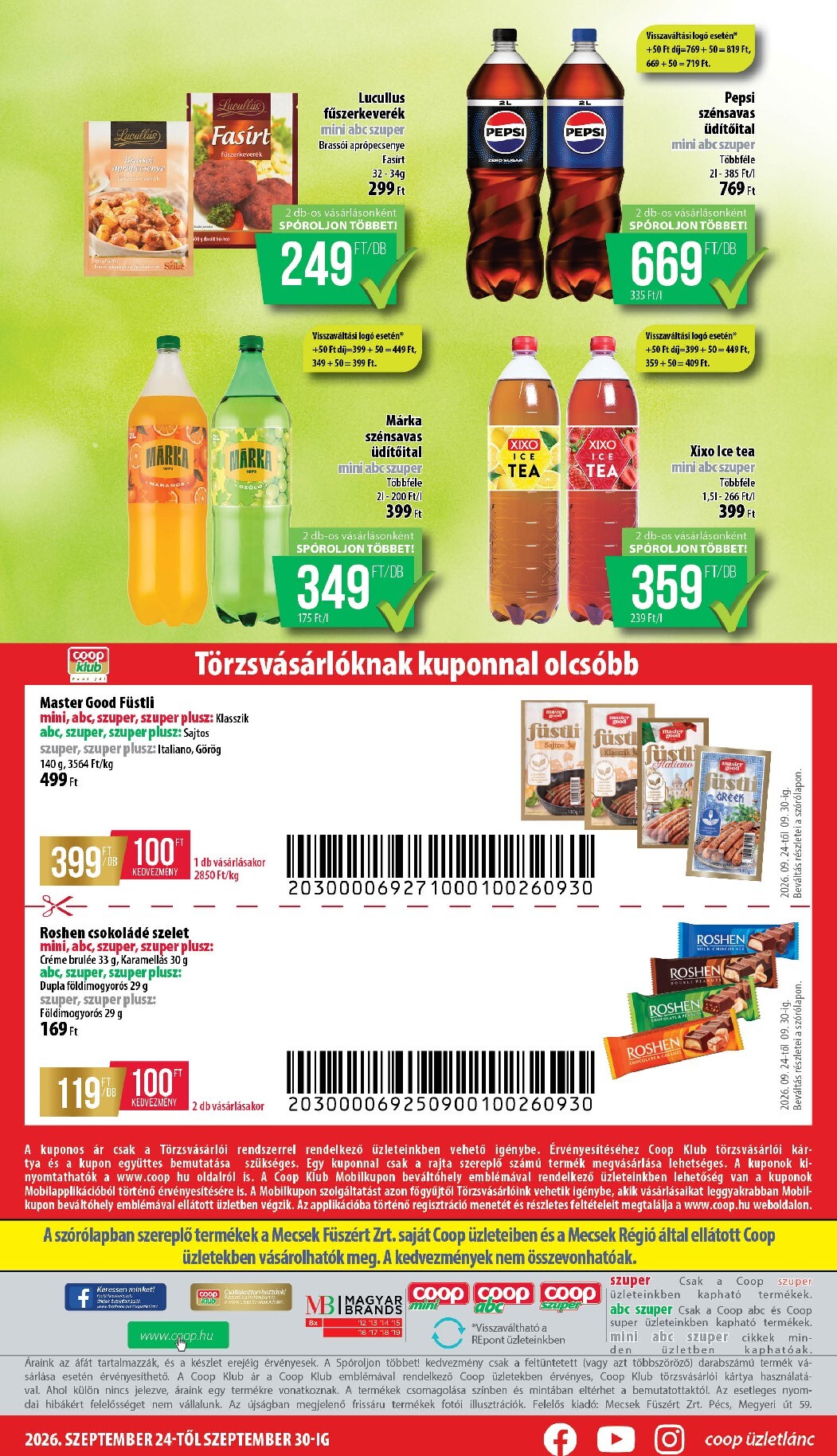coop - A jövőbeli Coop - Mecsek akciós újság csütörtöktől 2026.09.24.-tól szerdától 2026.09.30.-ig érvényes. - page: 12
