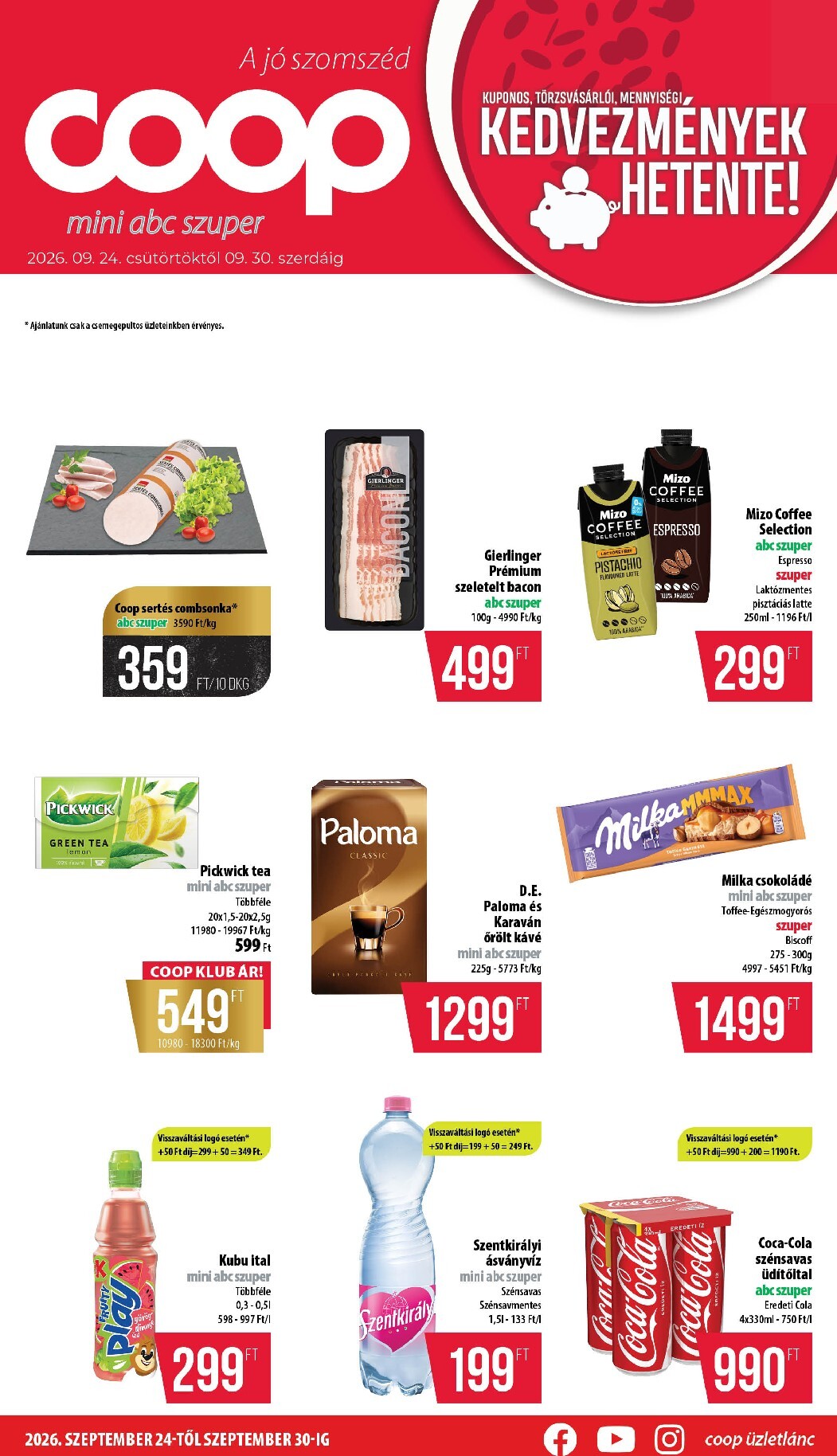 coop - A jövőbeli Coop - Nyírzem/Szabolcs akciós újság csütörtöktől 2026.09.24.-tól szerdától 2026.09.30.-ig érvényes.