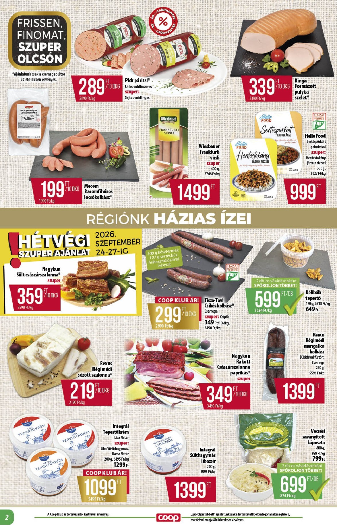coop - A jövőbeli Coop - Abc Szuper Alföld akciós újság csütörtöktől 2026.09.24.-tól szerdától 2026.09.30.-ig érvényes. - page: 2