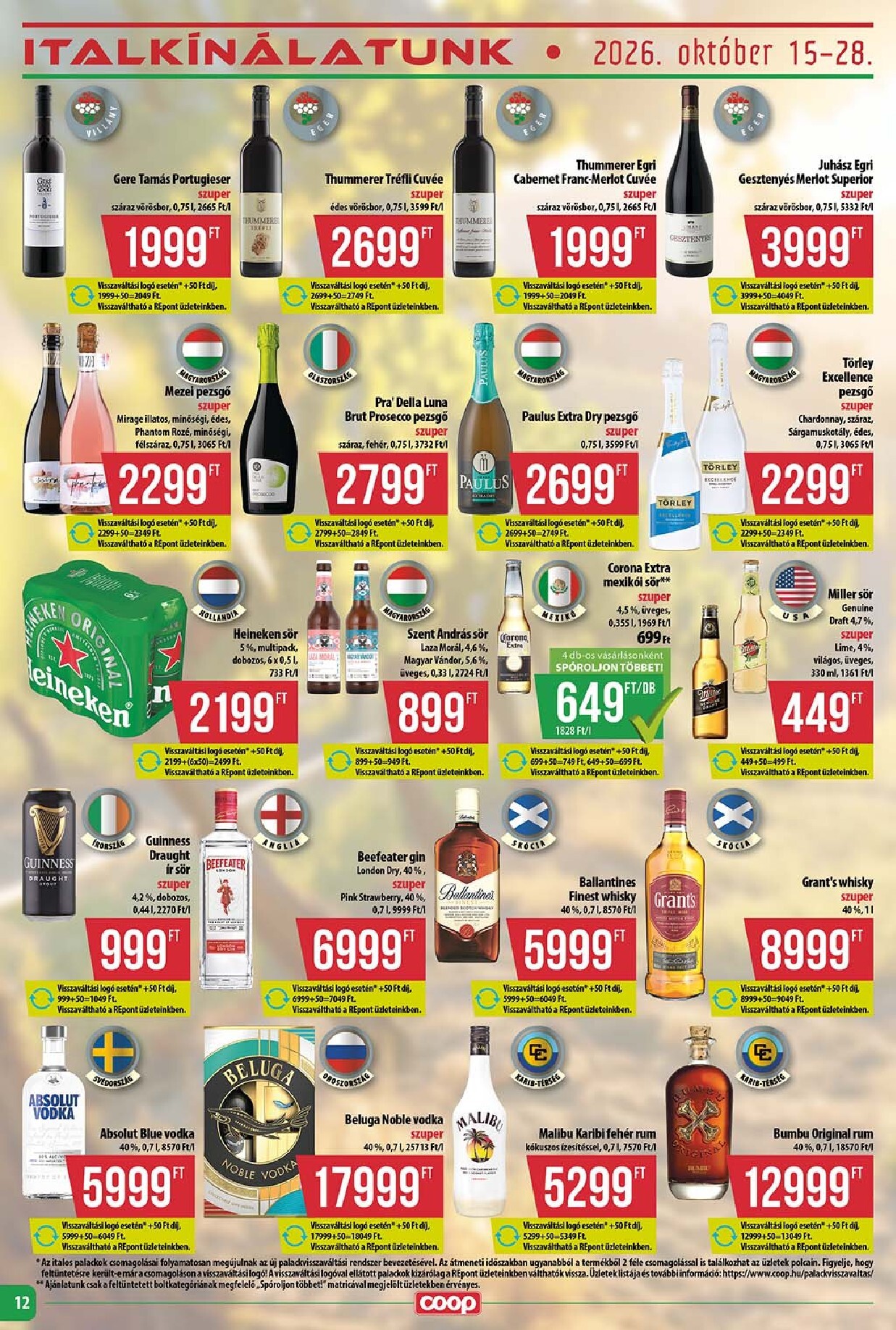 coop - A jövőbeli Coop - Abc-Szuper akciós újság csütörtöktől 2026.10.15.-tól szerdától 2026.10.21.-ig érvényes. - page: 12