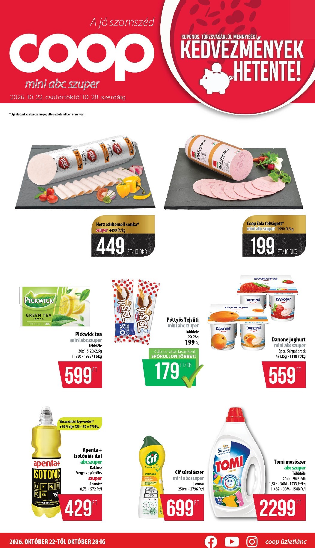 coop - A jövőbeli Coop - Nyírzem/Szabolcs akciós újság csütörtöktől 2026.10.22.-tól szerdától 2026.10.28.-ig érvényes.
