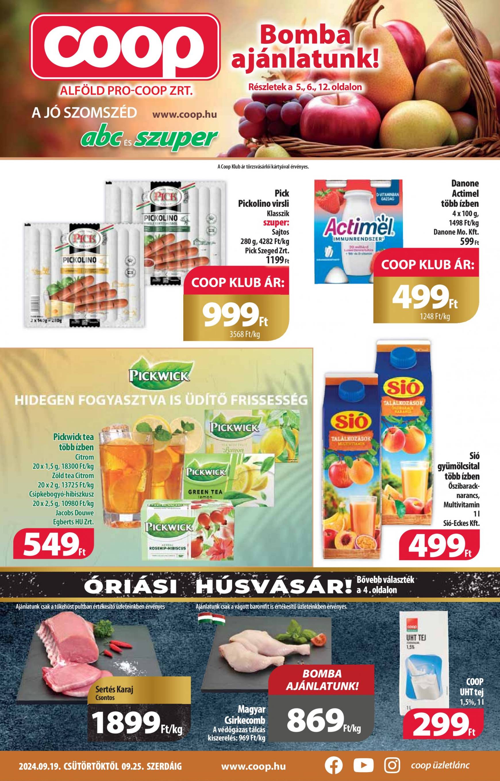 coop - Aktuális újság Coop - Alföld 09.19. - 09.25.