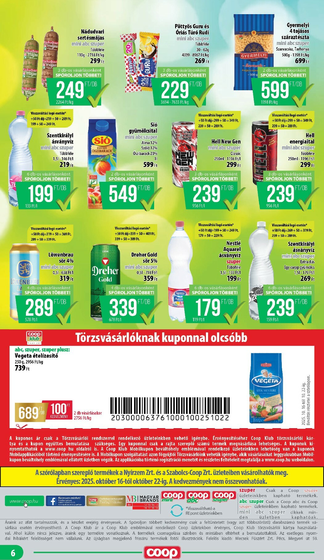 coop - Coop - Mini Abc Szuper Nyírzem/Szabolcs akciós újság, érvényes 10.16. - 10.22. - page: 6