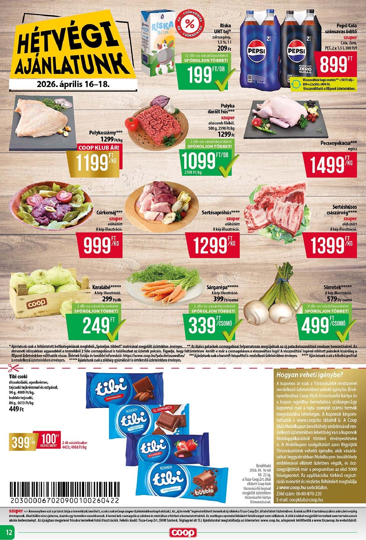 coop - Aktuális Coop - Tisza - Abc-Szuper szórólap érvényes csütörtöktől 2026.04.16.-től szerdától 2026.04.22.-ig - page: 12