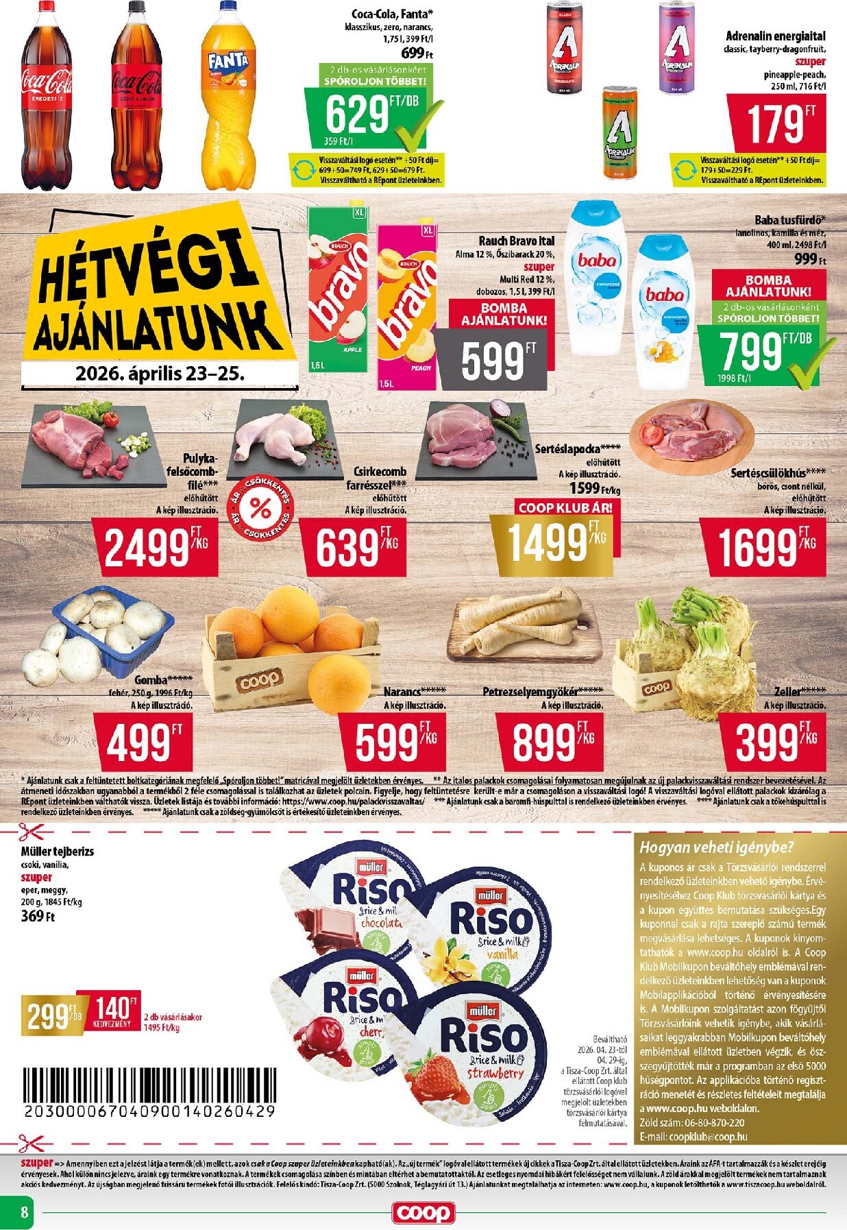 coop - A jövőbeli Coop - Tisza - Abc-Szuper akciós újság csütörtöktől 2026.04.23.-tól szerdától 2026.04.29.-ig érvényes. - page: 8