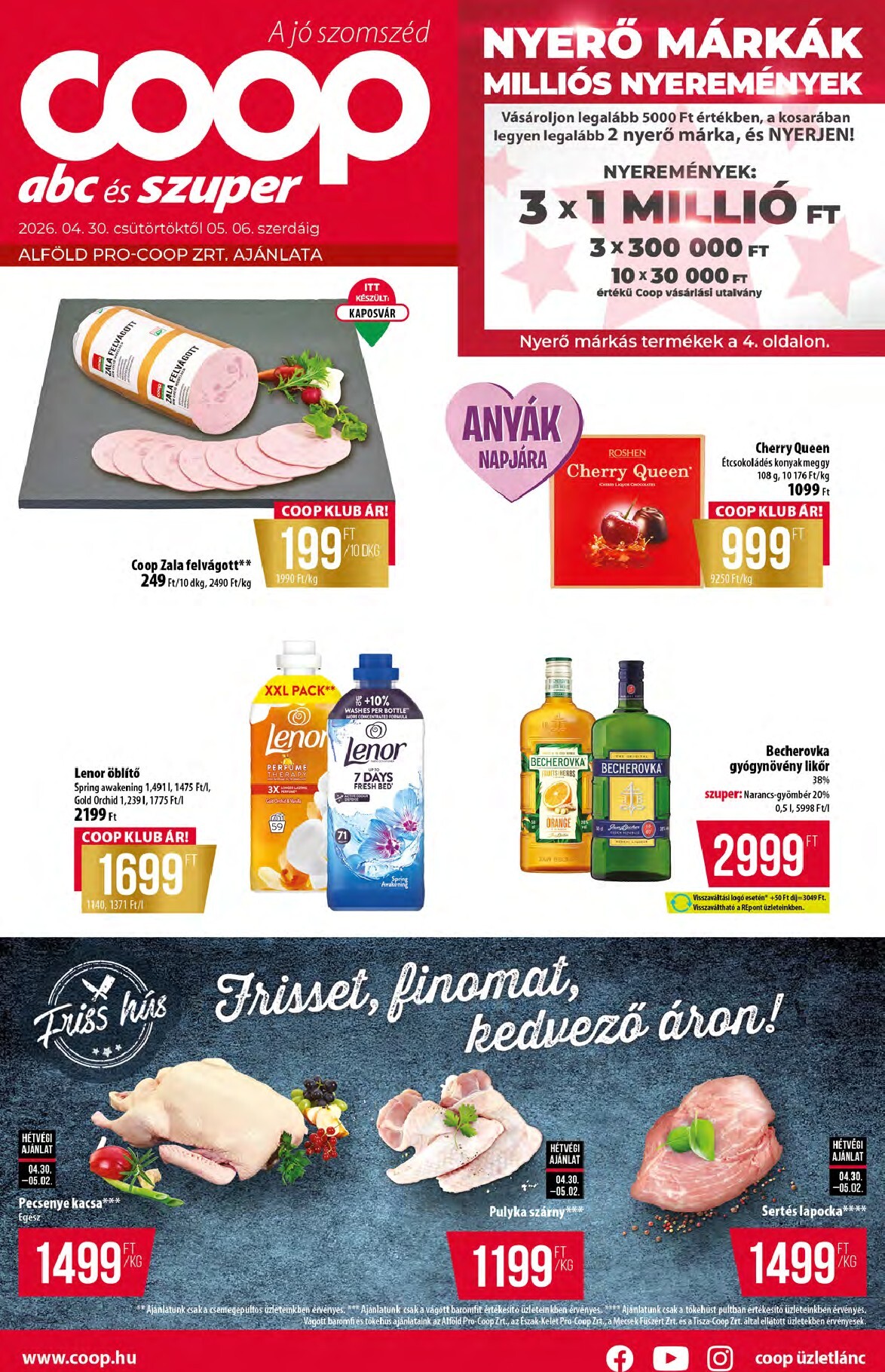 coop - A jövőbeli Coop - Alföld - Abc-Szuper akciós újság csütörtöktől 2026.04.30.-tól szerdától 2026.05.06.-ig érvényes. - page: 1
