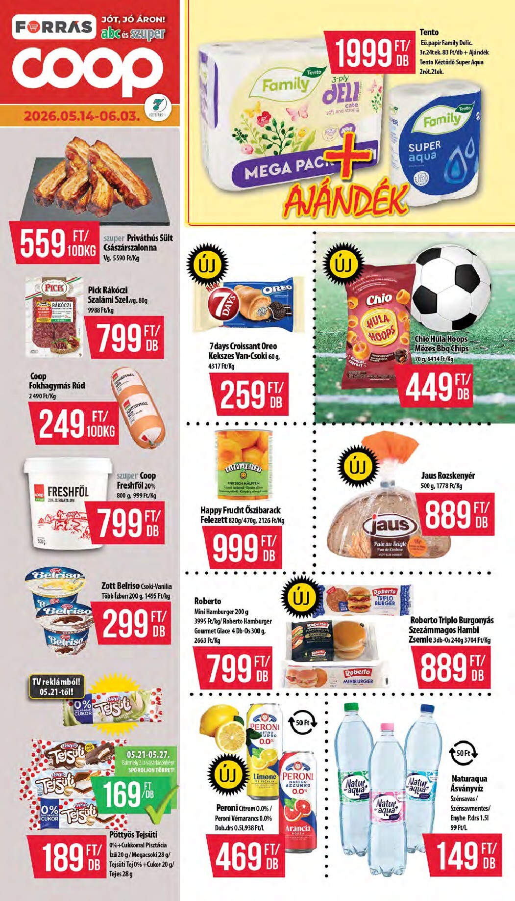 coop - A jövőbeli Coop - Hétforrás akciós újság csütörtöktől 2026.05.14.-tól szerdától 2026.06.03.-ig érvényes.