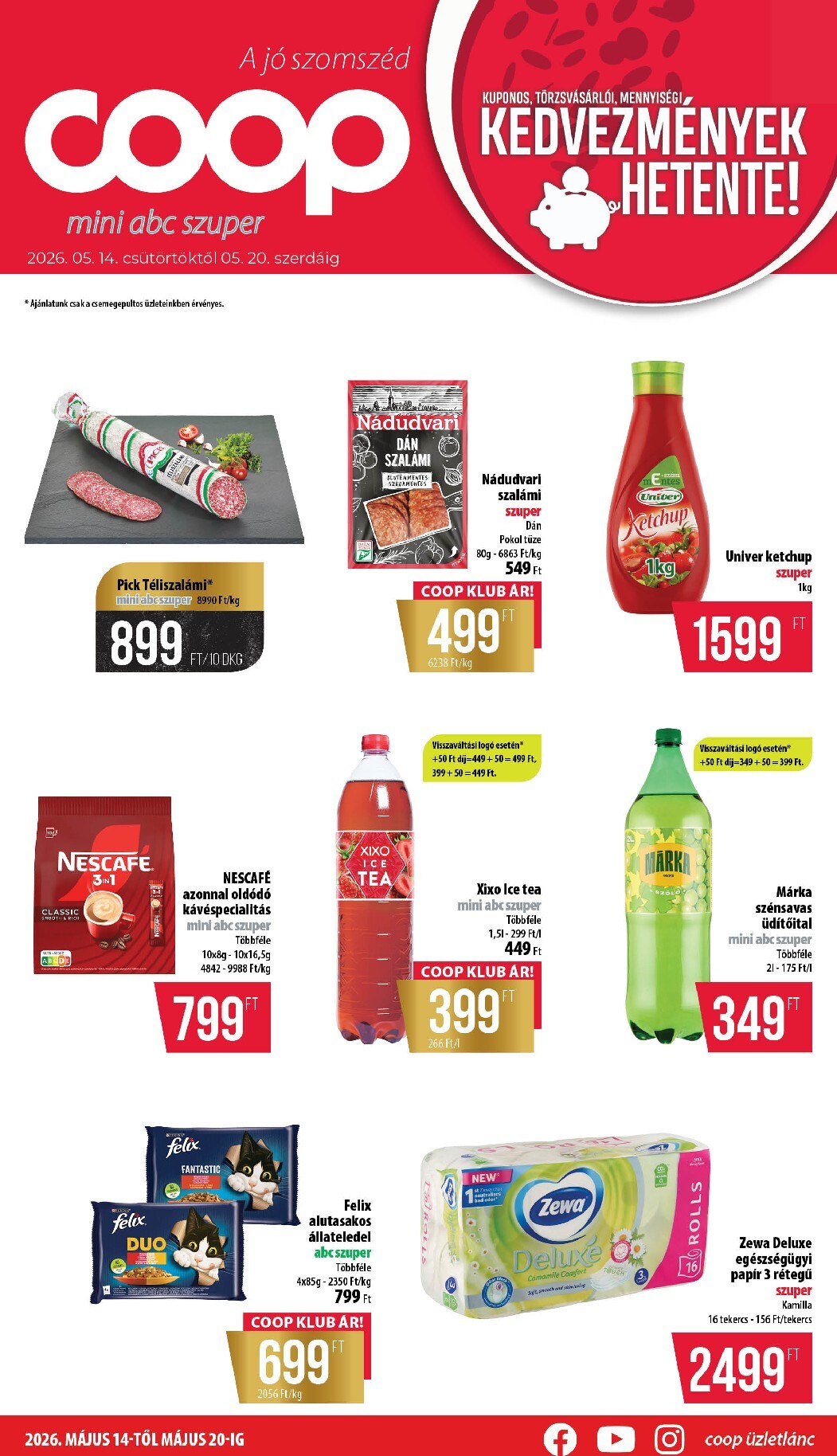 coop - A jövőbeli Coop - Nyírzem/Szabolcs Coop akciós újság csütörtöktől 2026.05.14.-tól szerdától 2026.05.20.-ig érvényes.