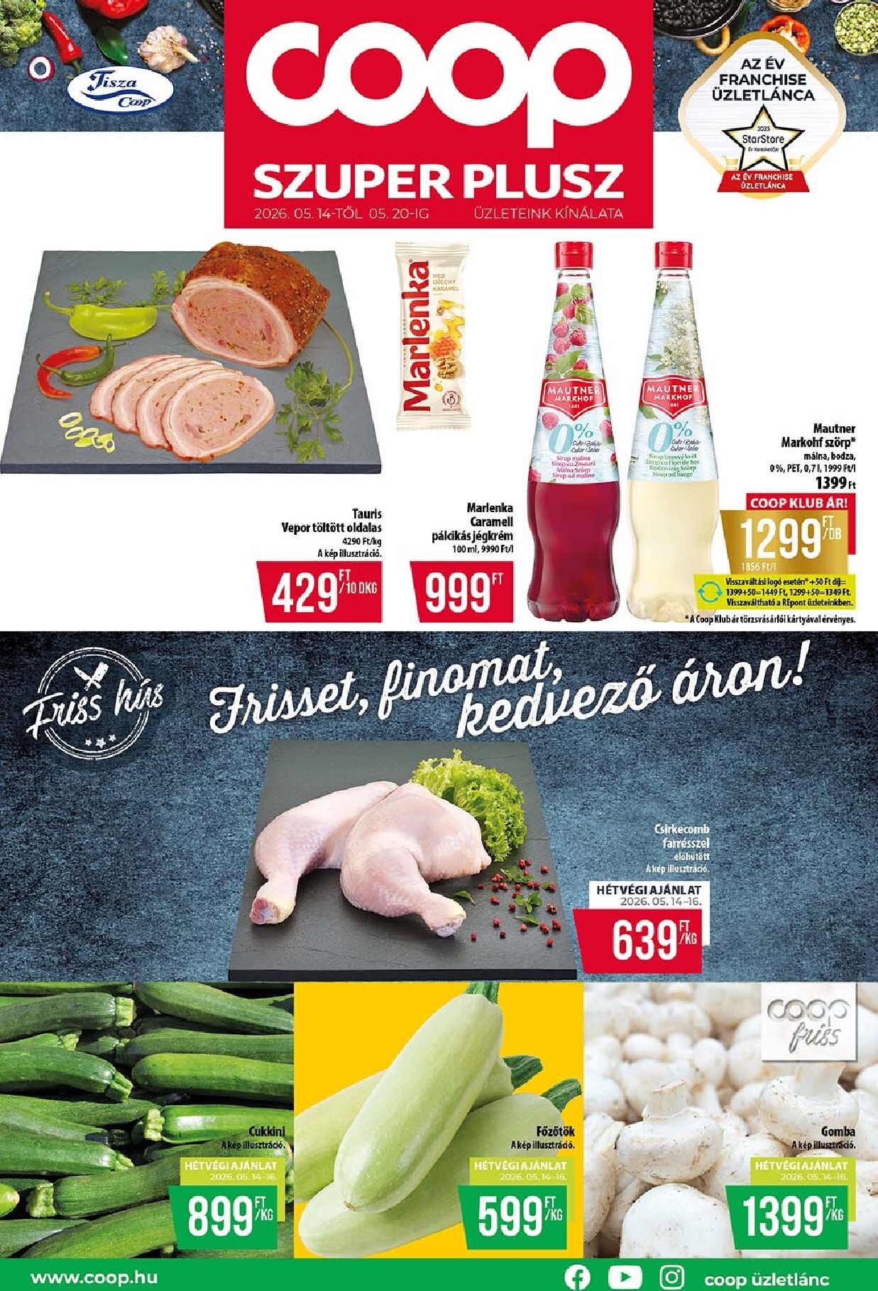 coop - A jövőbeli Coop - Szuper Plusz akciós újság csütörtöktől 2026.05.14.-tól szerdától 2026.05.20.-ig érvényes.