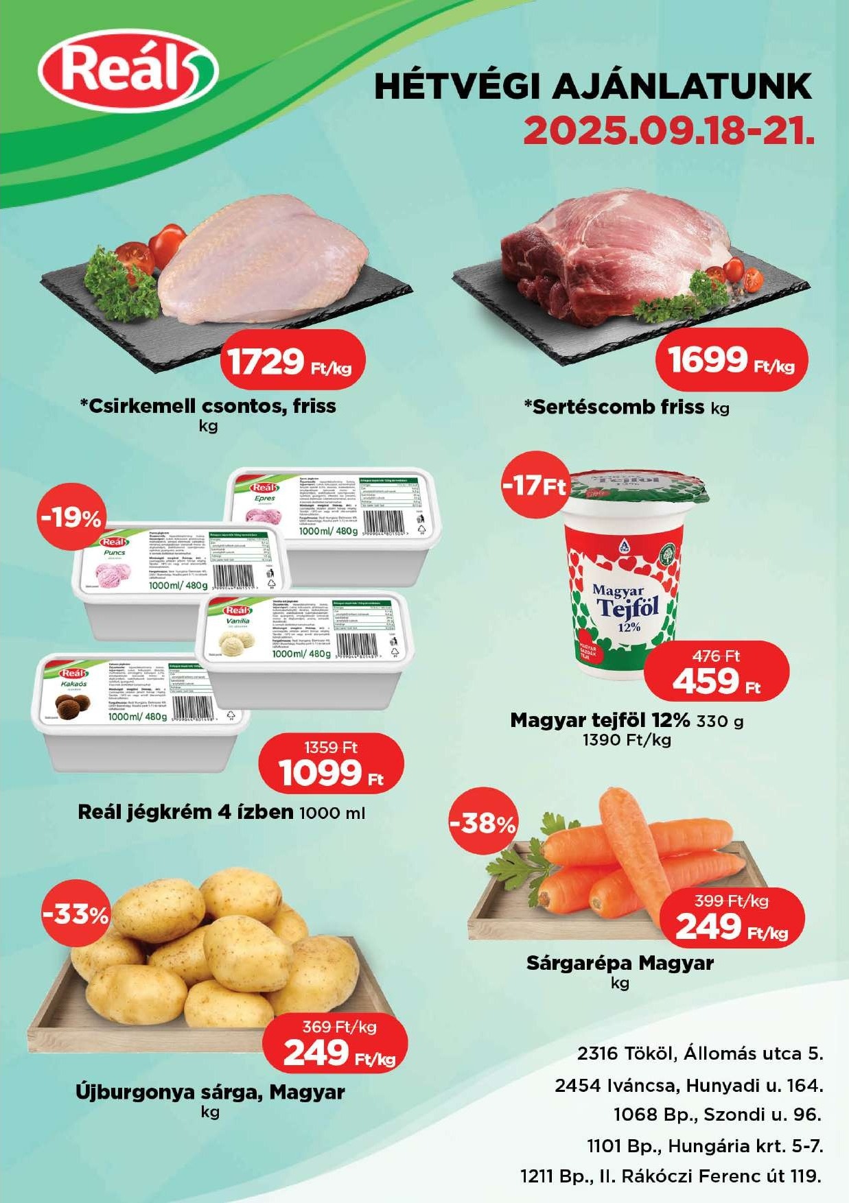 real - Reál - Bevásárló hétvége Pest akciós újság, érvényes 09.18. - 09.21.