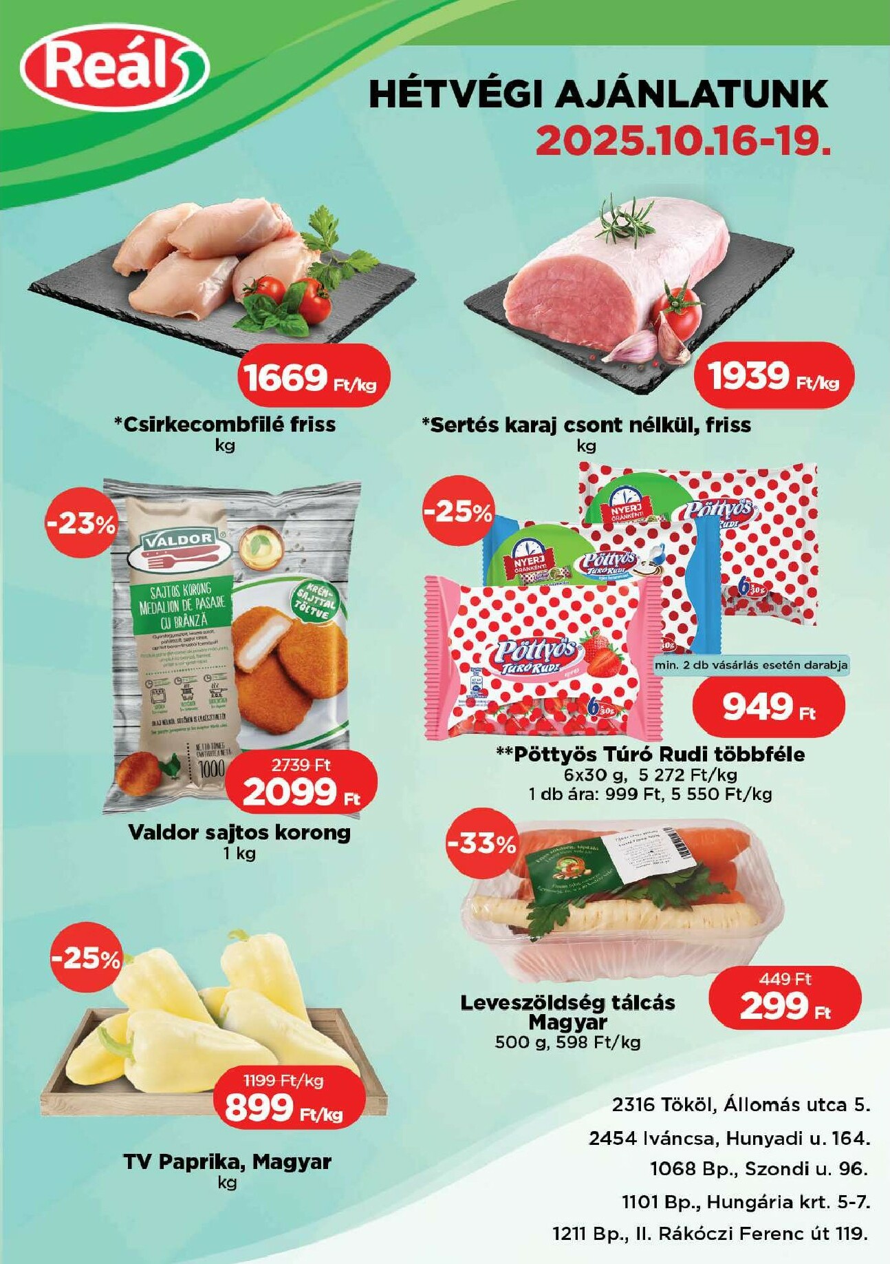 real - Reál - Bevásárló hétvége Pest akciós újság, érvényes 10.16. - 10.19.