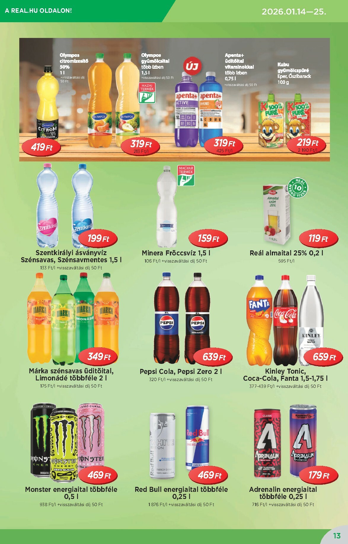 real - Reál - Országos Ajánlatok akciós újság, érvényes 01.14. - 01.25. - page: 13
