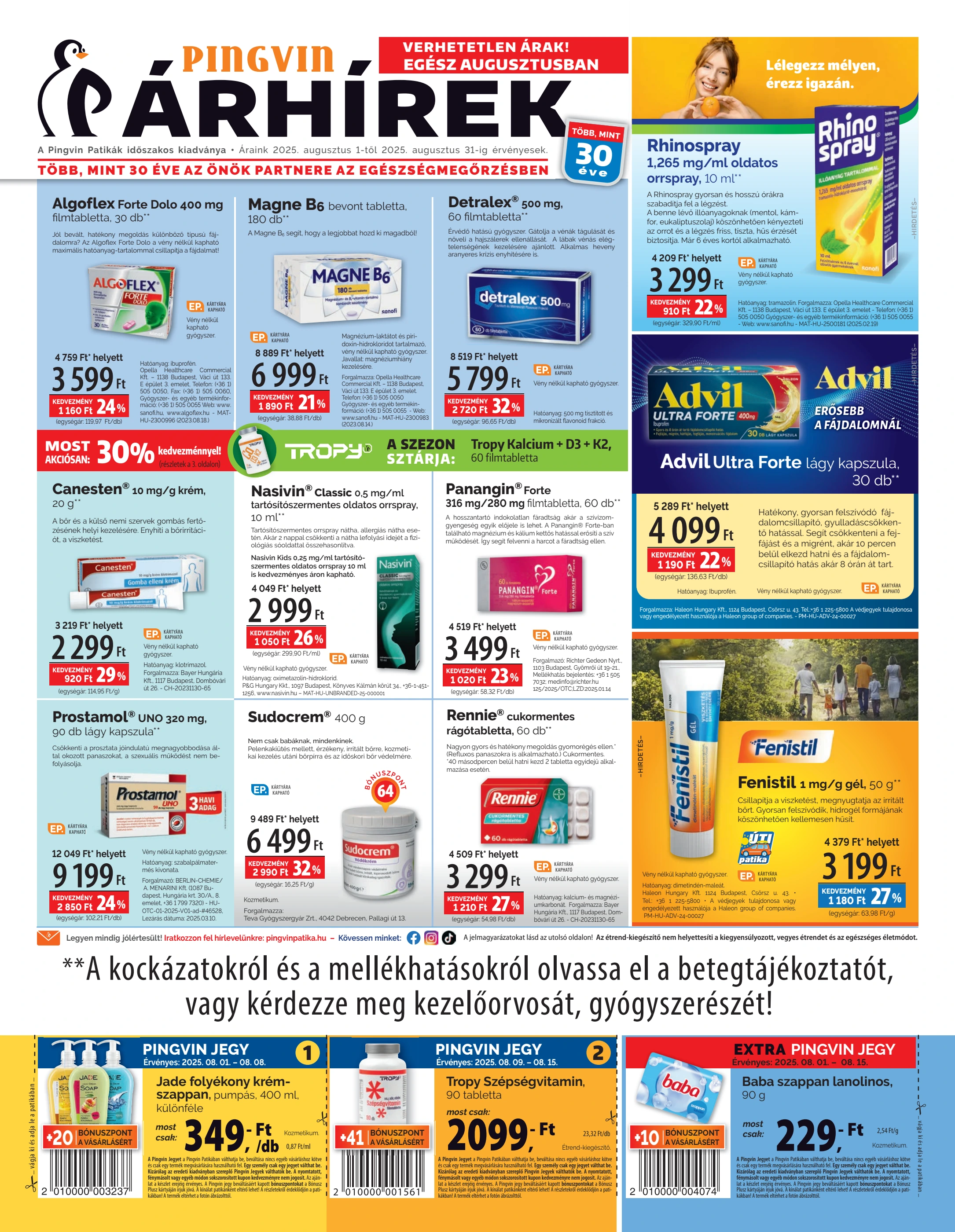 pingvin-patika - Pingvin Patika - Árhírek akciós újság, érvényes 08.01. - 08.31.